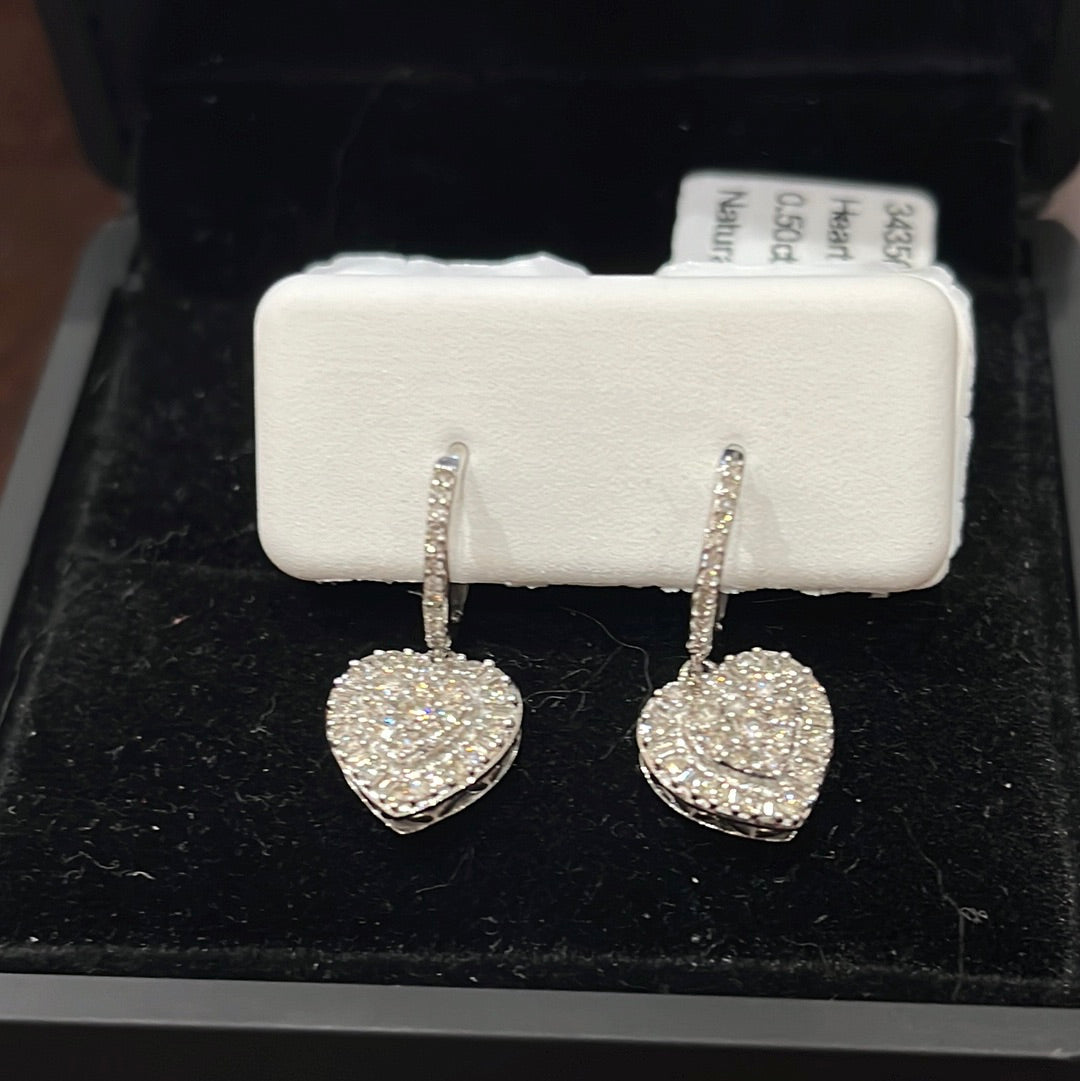 Heart earrings - 10KW - 0.50ctw H/SI2 - Natural diamond - 34356