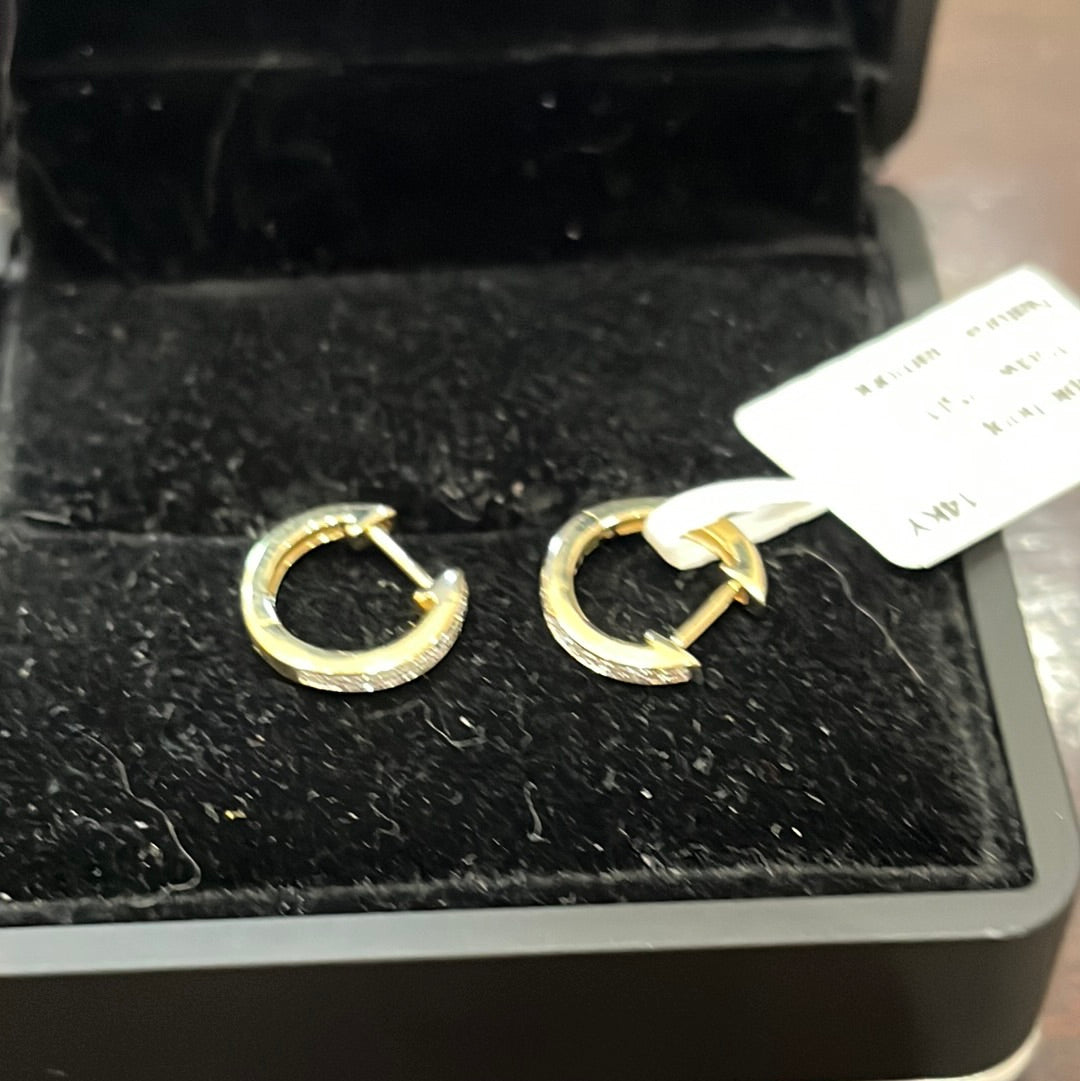 Simple hoop - 14KY - 0.10ctw H/SI1 - Natural diamond - 34374