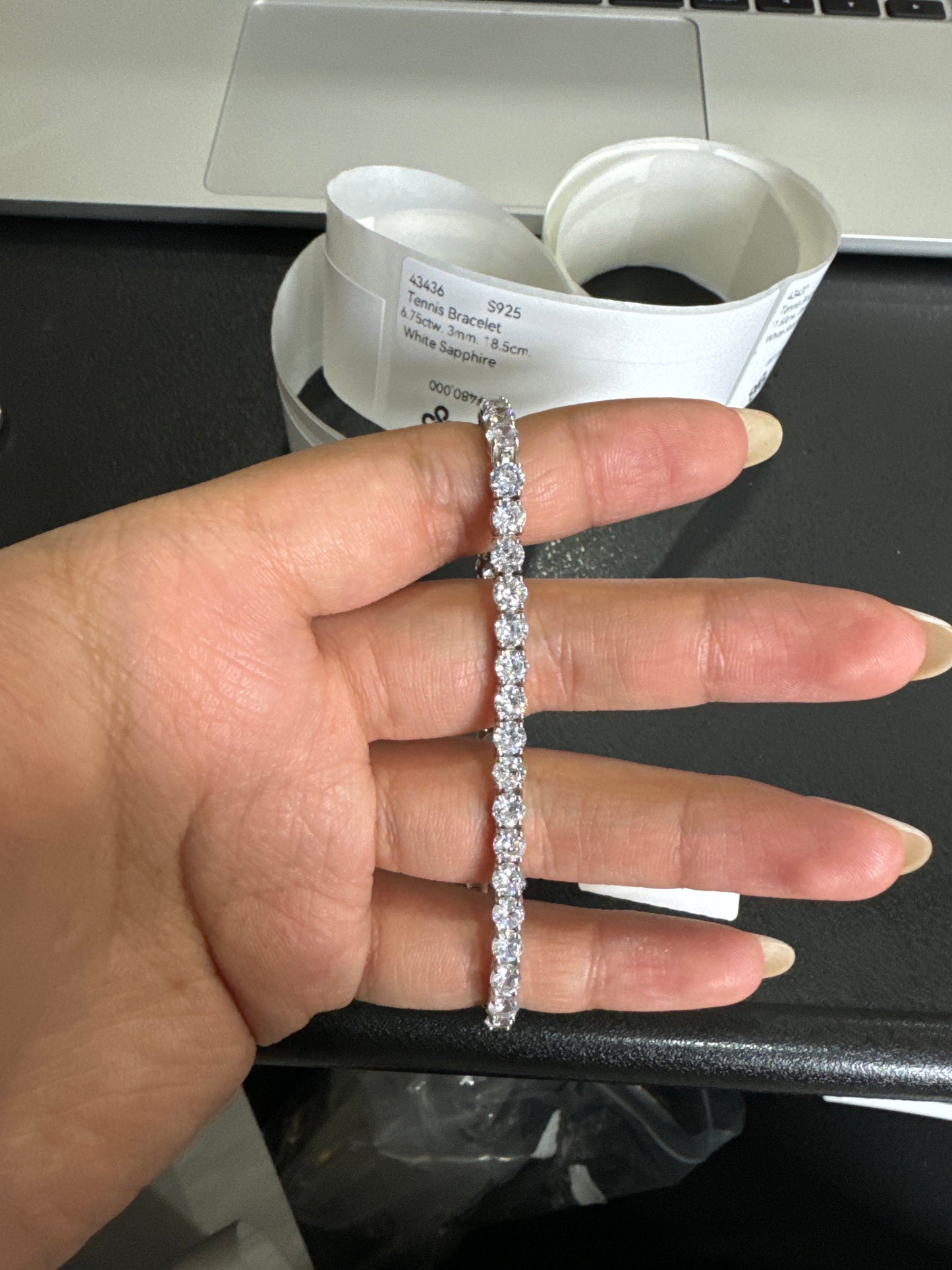 Tennis Bracelet - 6.75ctw. 3mm. 18.5cm.S925 - White Sapphire - 43436