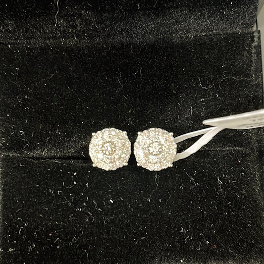 Halo cluster earrings - 14KW - 0.50ctw H/I1/SI2 - Natural diamond - 34272