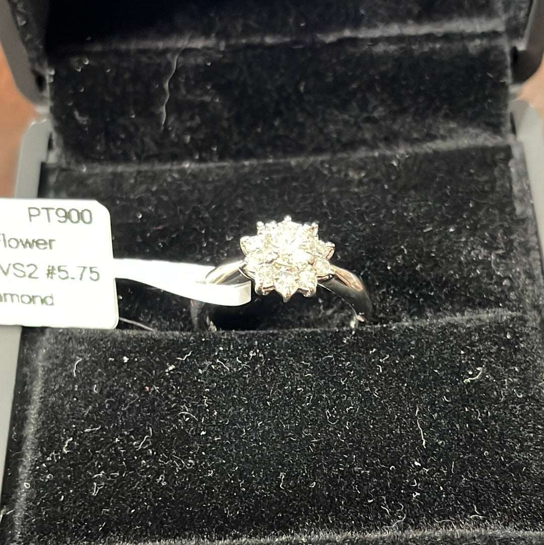 0.53 RBC Flower - PT900 - 0.74ctw G/VS2 #5.75 - Natural diamond - 34237