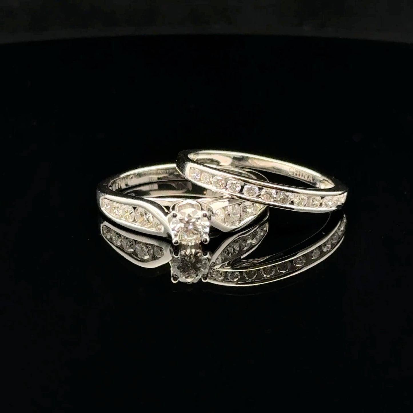 Chanel bridal set 1ctw. 0.33ct. F/SI2 - 14KW - Natural Diamond