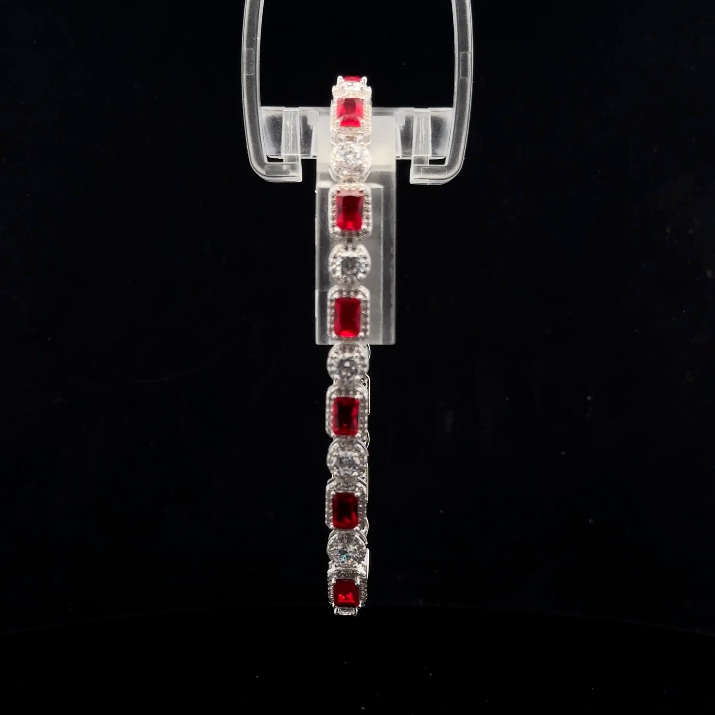 Cr Ruby Halo 19cm. - 925S - Cr Wht Sapphire