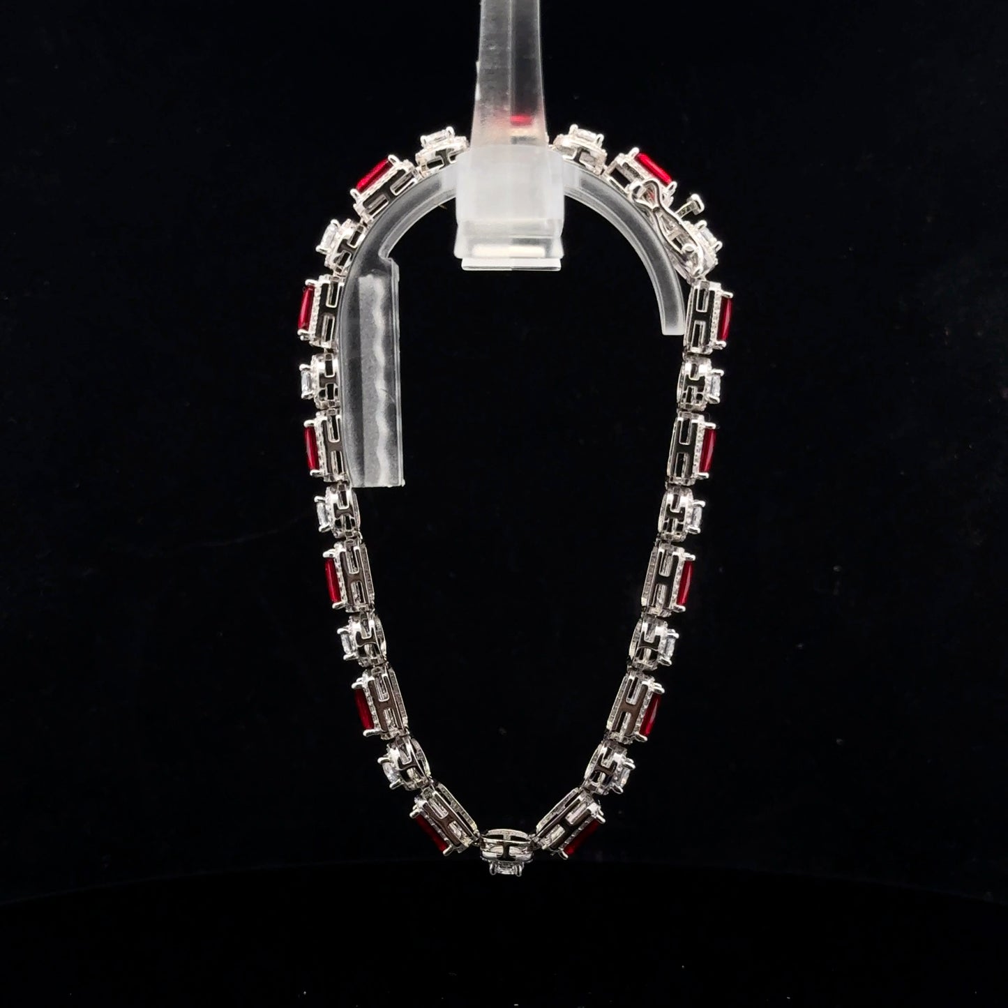 Cr Ruby Halo 19cm. - 925S - Cr Wht Sapphire