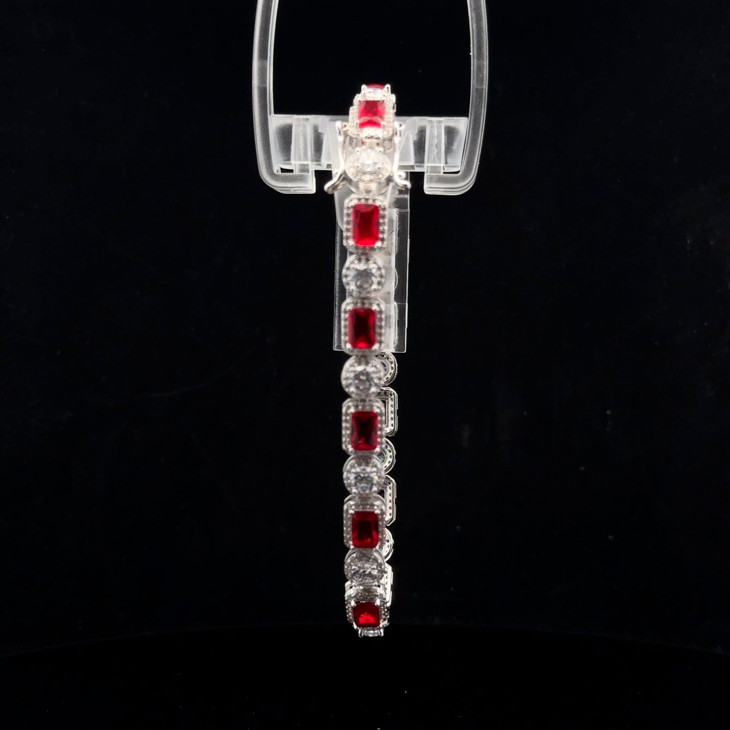 Cr Ruby Halo 19cm. - 925S - Cr Wht Sapphire