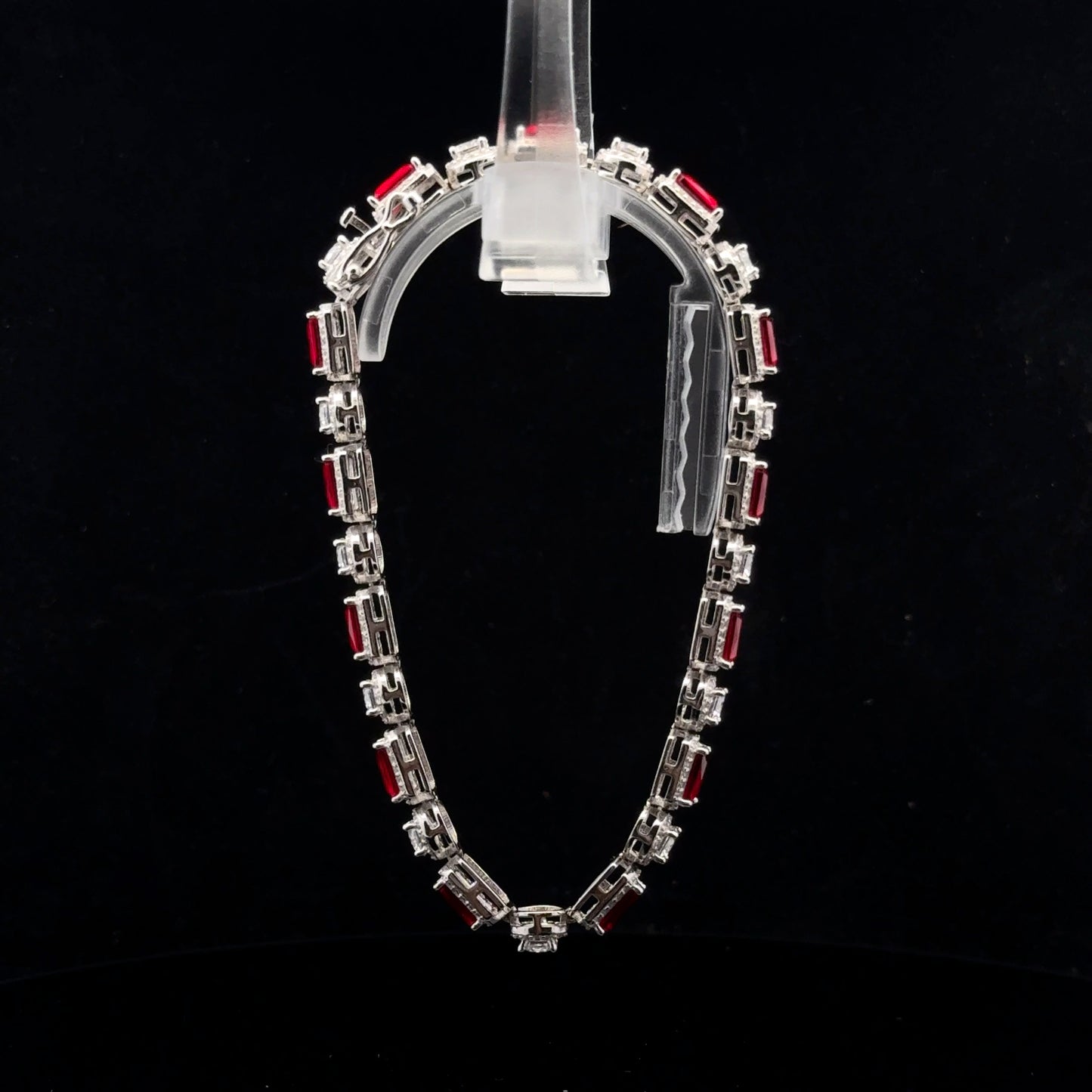 Cr Ruby Halo 19cm. - 925S - Cr Wht Sapphire