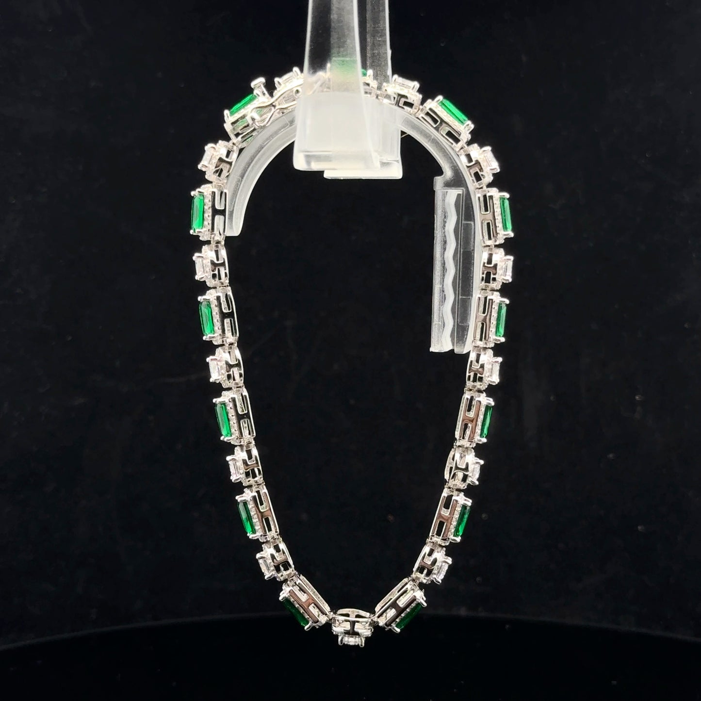 Cr Emerald Halo 19cm. - 925S - Cr Wht Sapphire