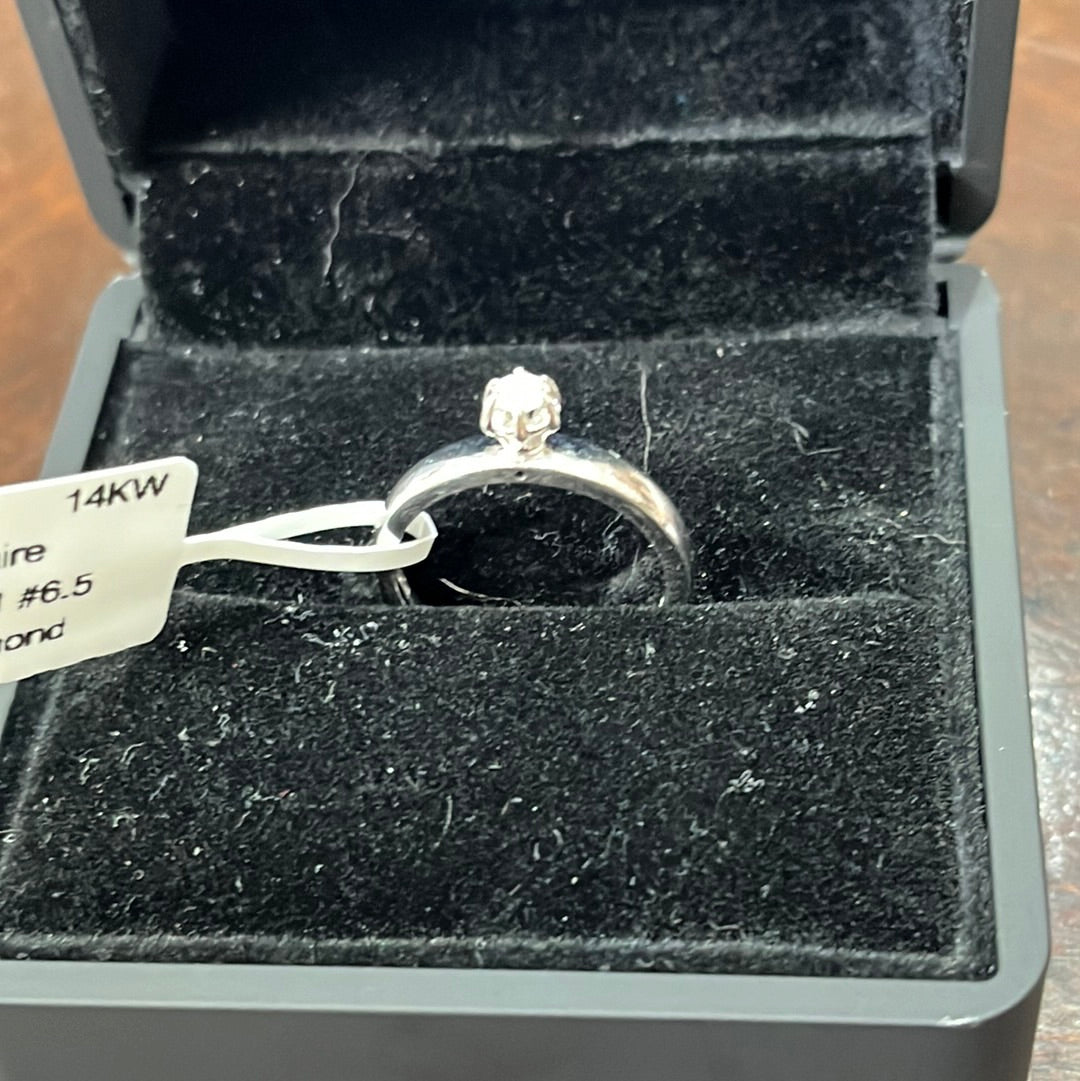 0.10ct solitaire - 14KW - 0.10ct G/SI1 #6.5 - Natural diamond - 34238
