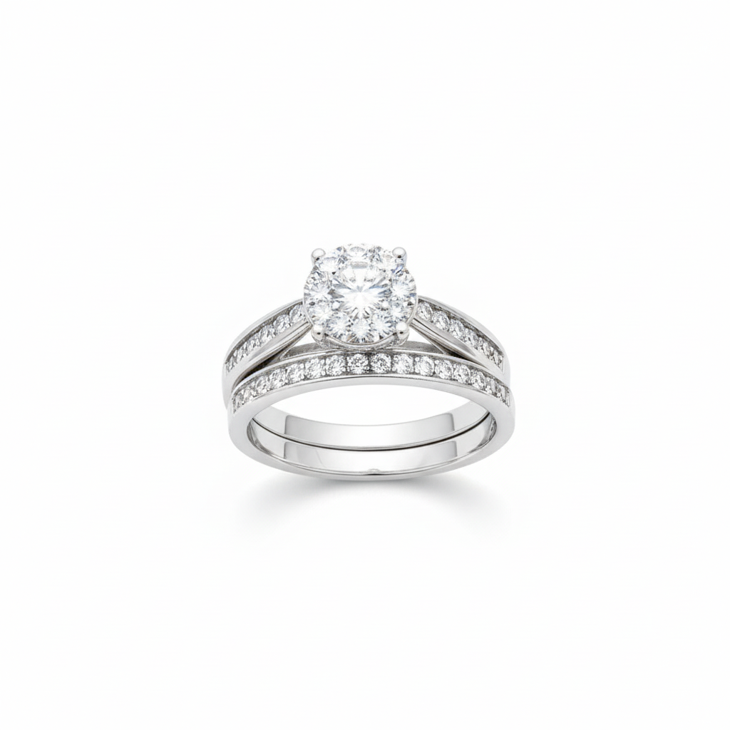 Bridal set - 10KW - 0.33ctw H/I1 #7 - Natural diamond - 34273