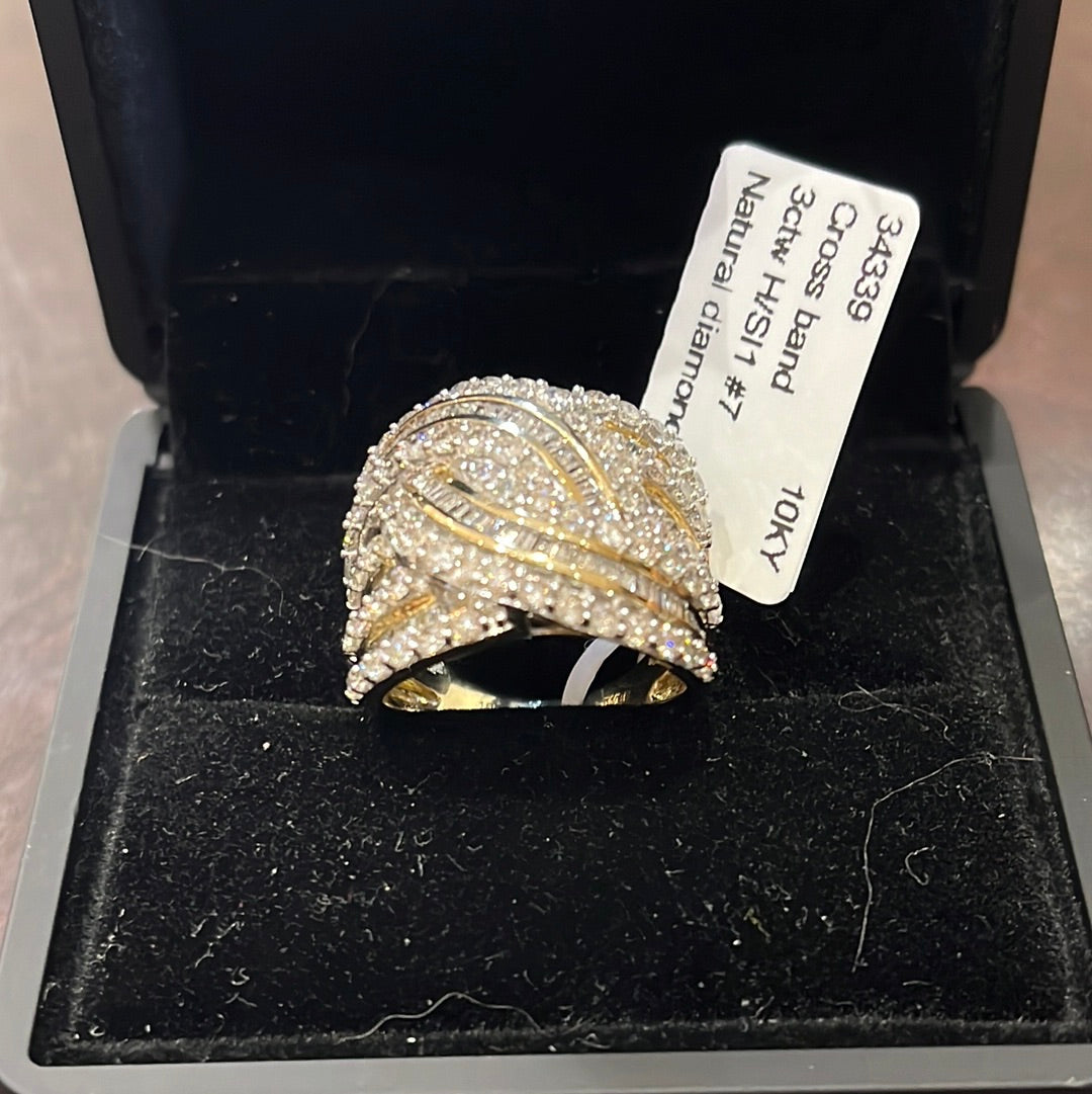 Cross band - 10KY - 3ctw H/SI1 #7 - Natural diamond - 34339