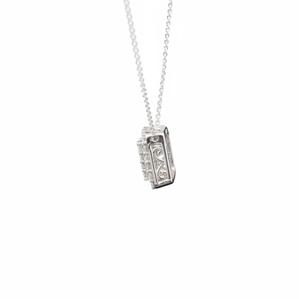 Baguette square necklace - 0.50ctw H/I1 - 10KW - Natural Diamond