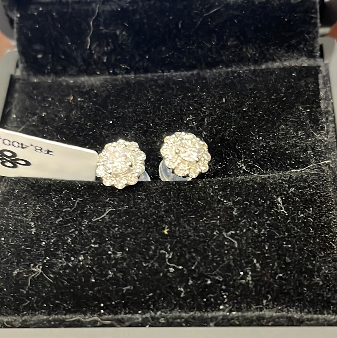0.35ct Halo studs - PT900 - 1.19ctw G/SI1 - Natural diamond - 34267