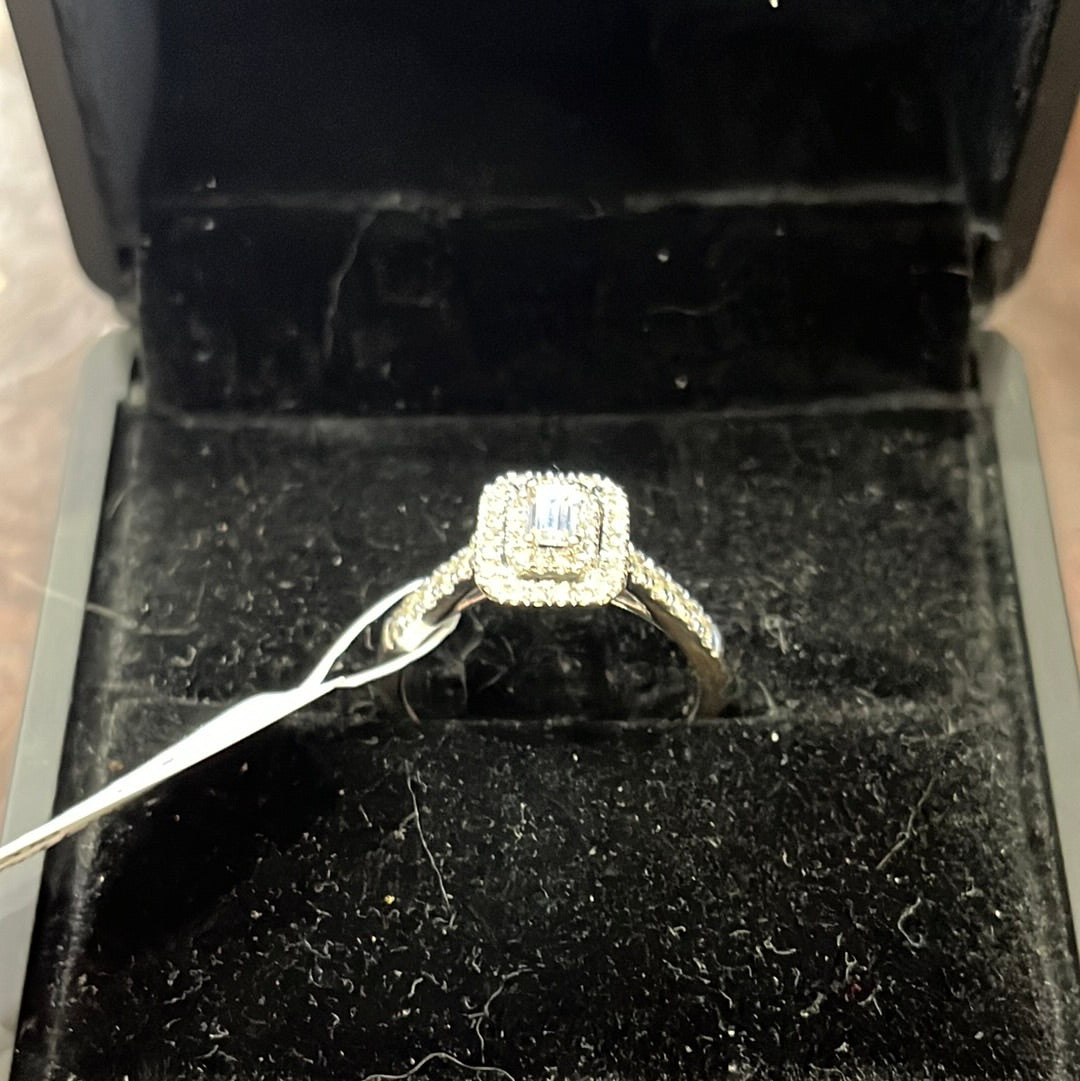 0.25ct Emerald cut - 14KW - 0.90ctw F/SI1 #7 - Natural diamond - 34209