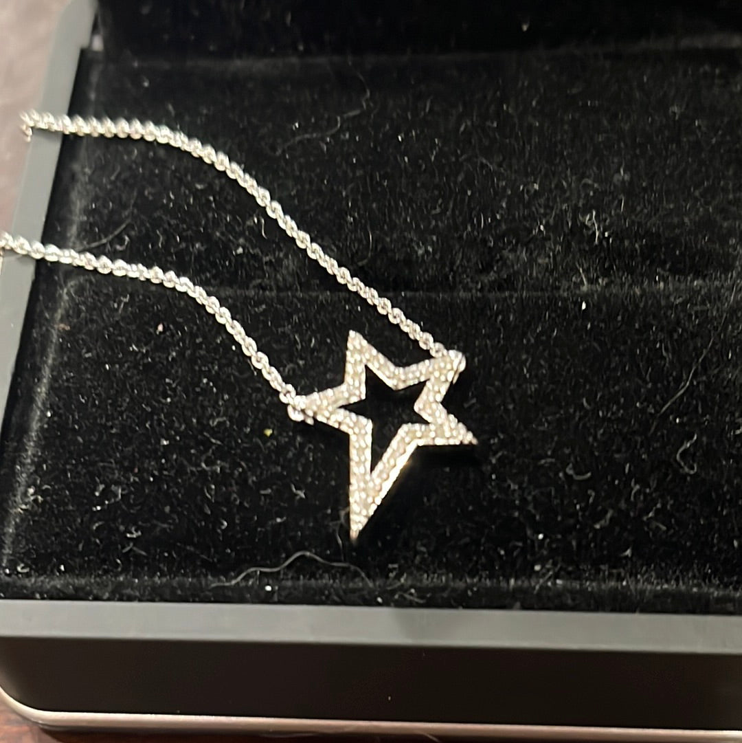 Star necklace - S925 - 0.11ctw - Natural diamond - 34344