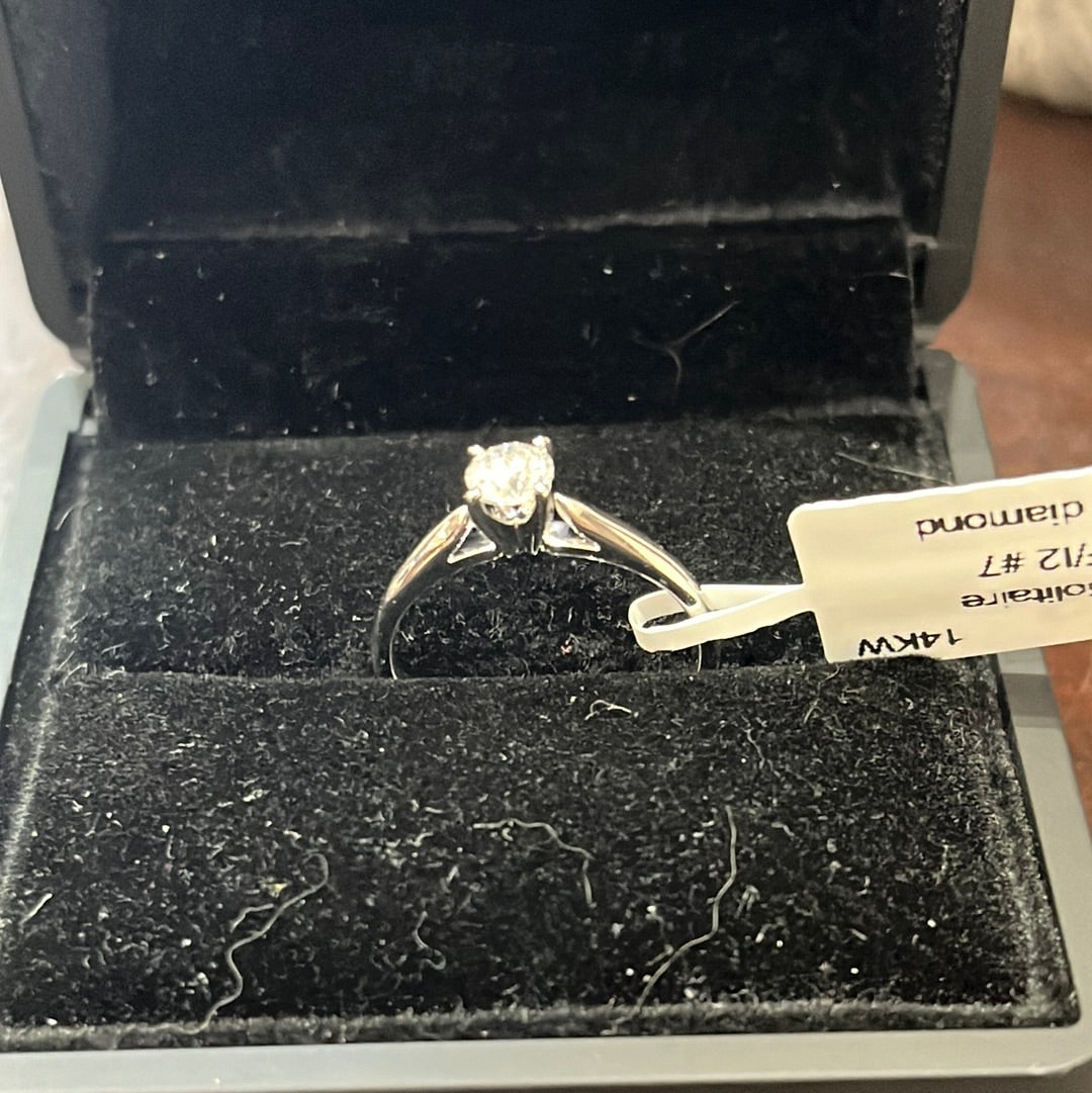 0.50ct Solitaire - 14KW - 0.50ct F/I2 #7 - Natural diamond - 34461