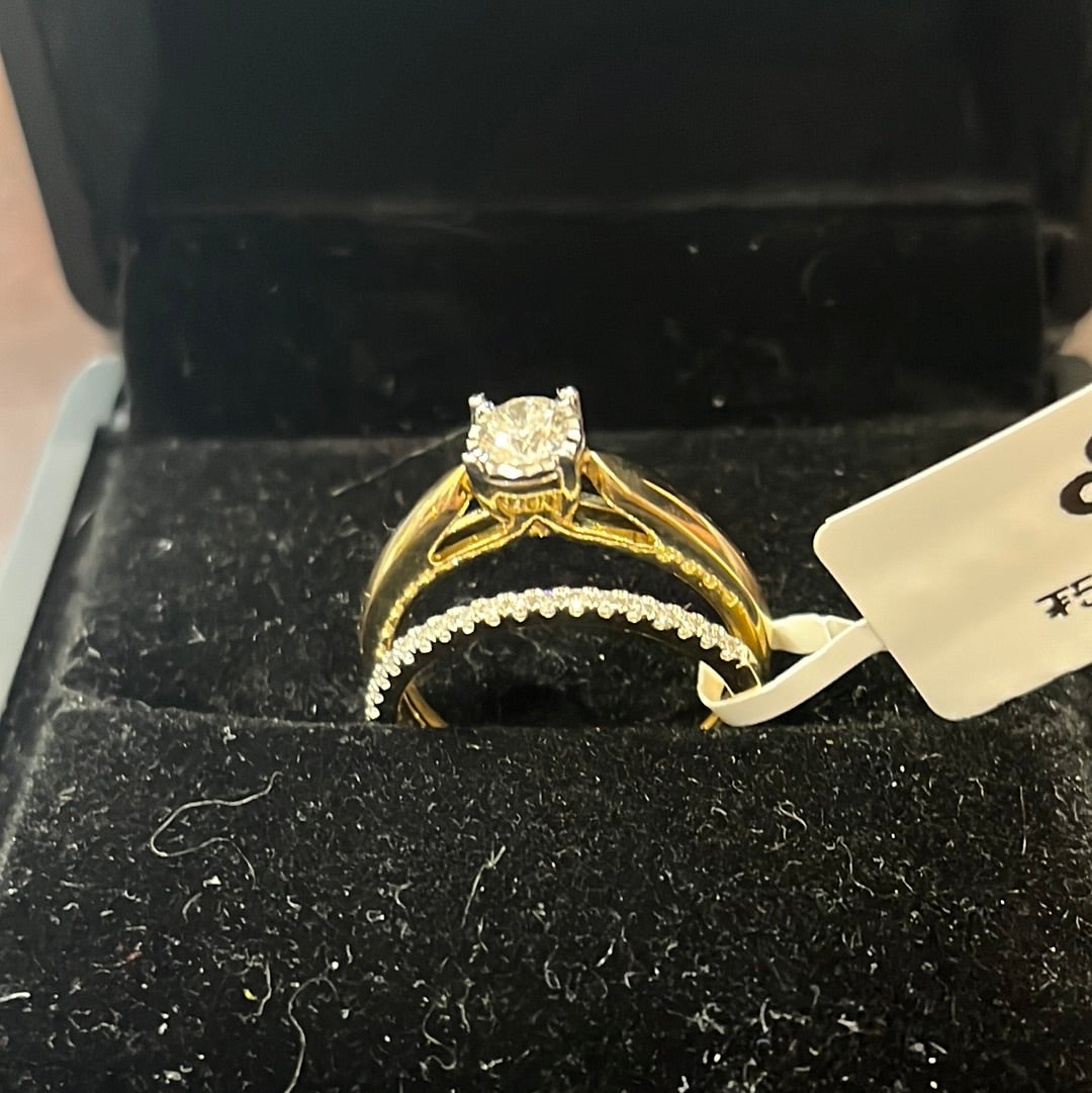 0.30ct bridal set - 10KY - 0.80ctw GH/SI2 #7 - Natural diamond - 34419