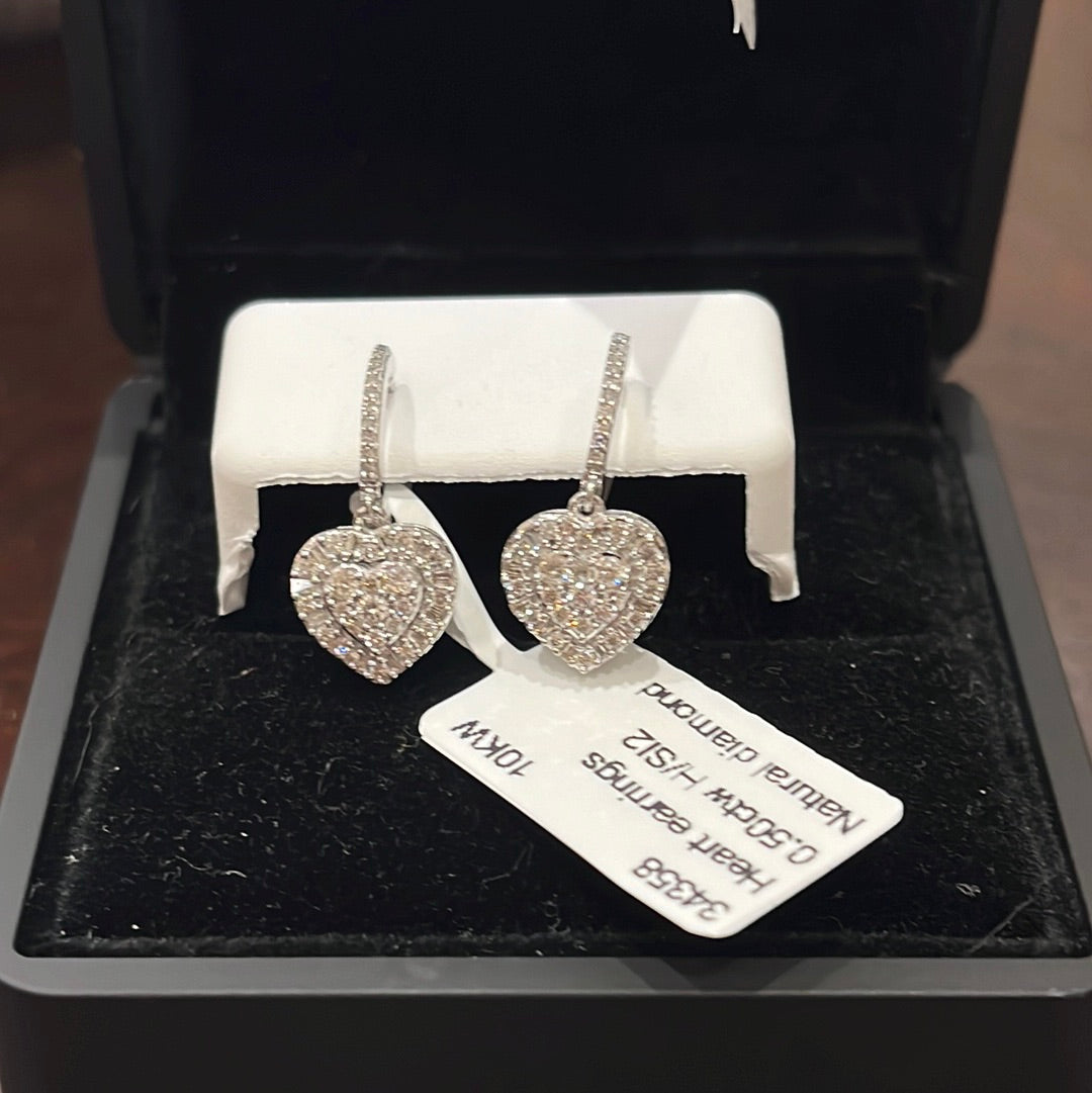 Heart earrings - 10KW - 0.50ctw H/SI2 - Natural diamond - 34358
