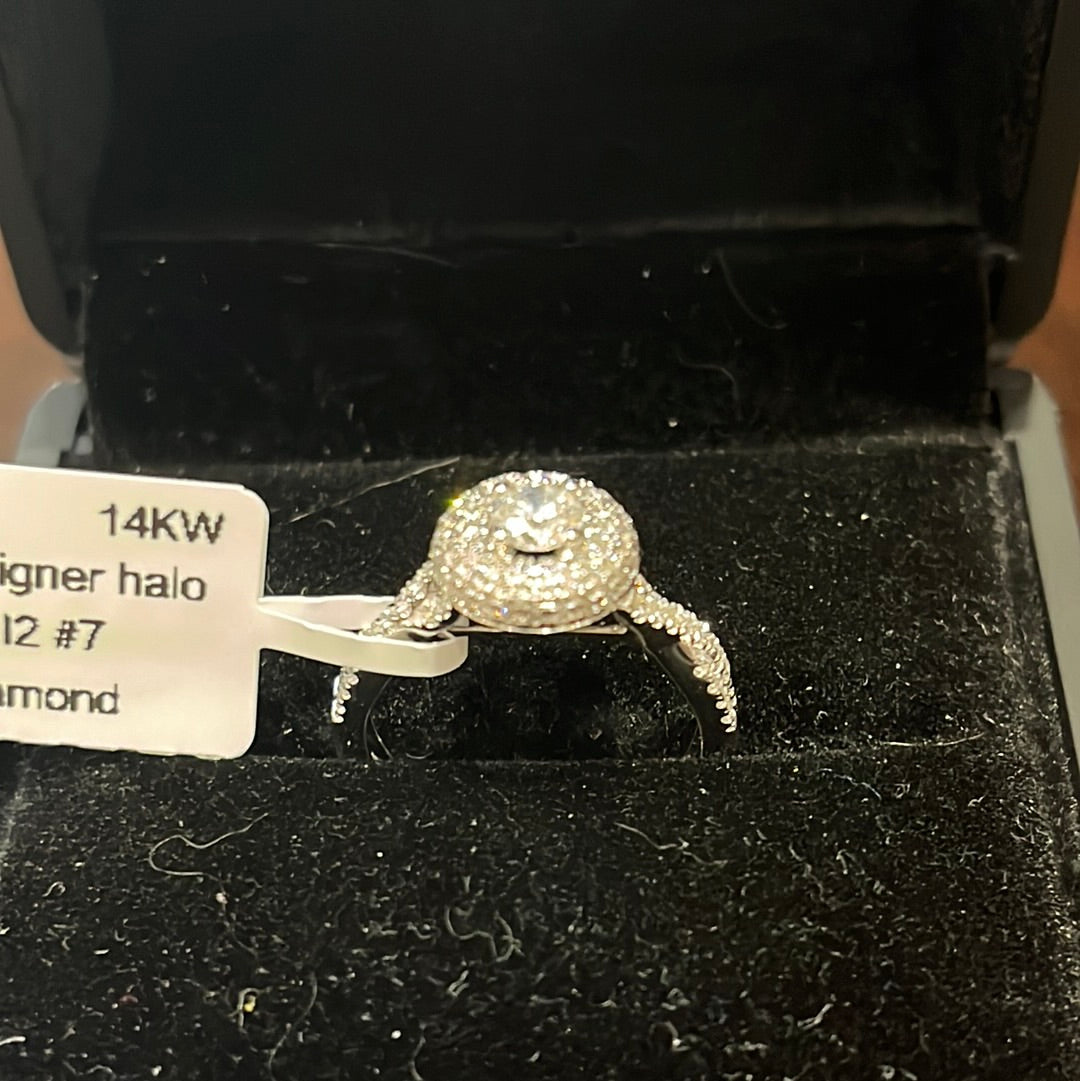 0.50ct designer halo - 14KW - 1.5ctw F/SI2 #7 - Natural diamond - 34414