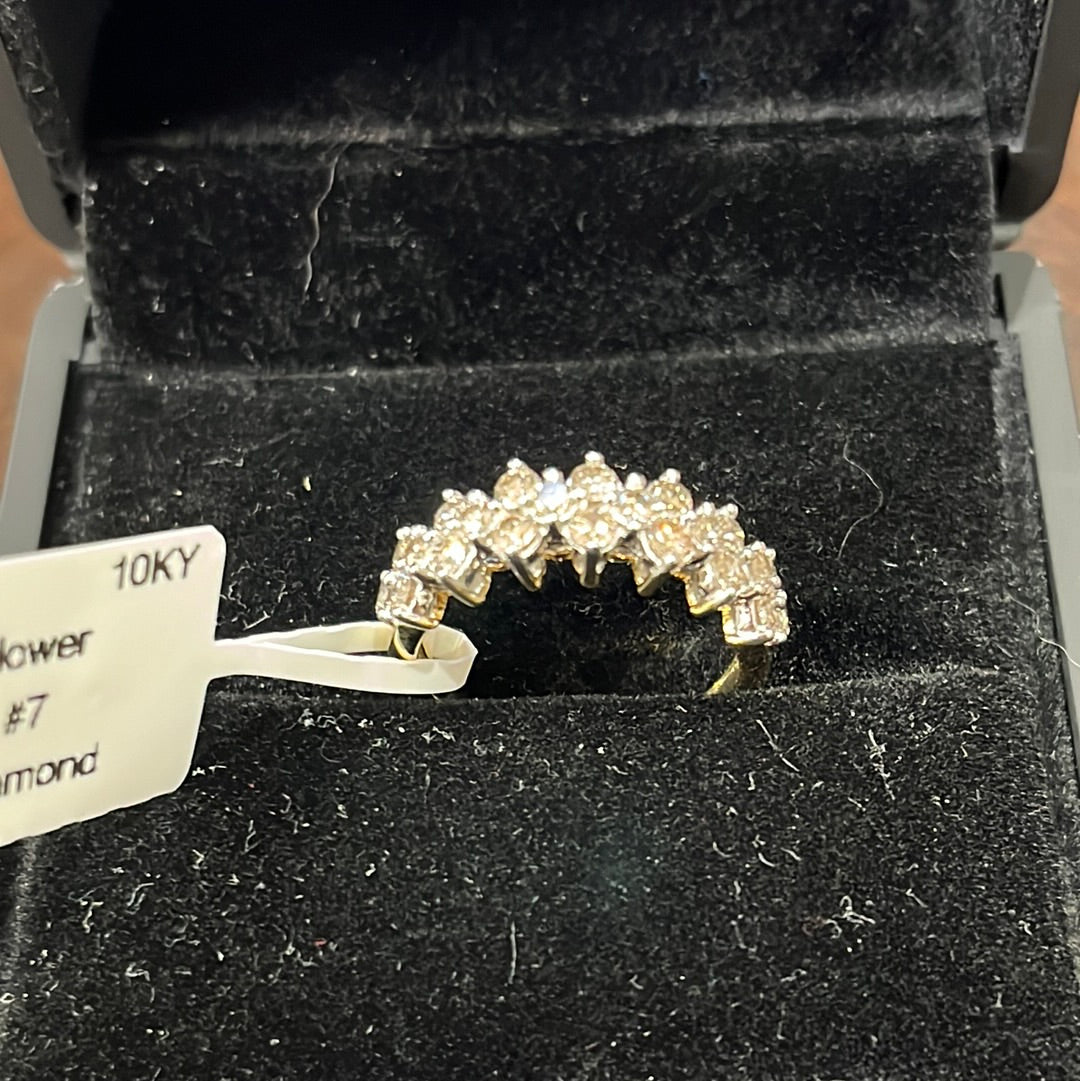 Two row flower - 10KY - 1ctw I/SI1 #7 - Natural diamond - 34264