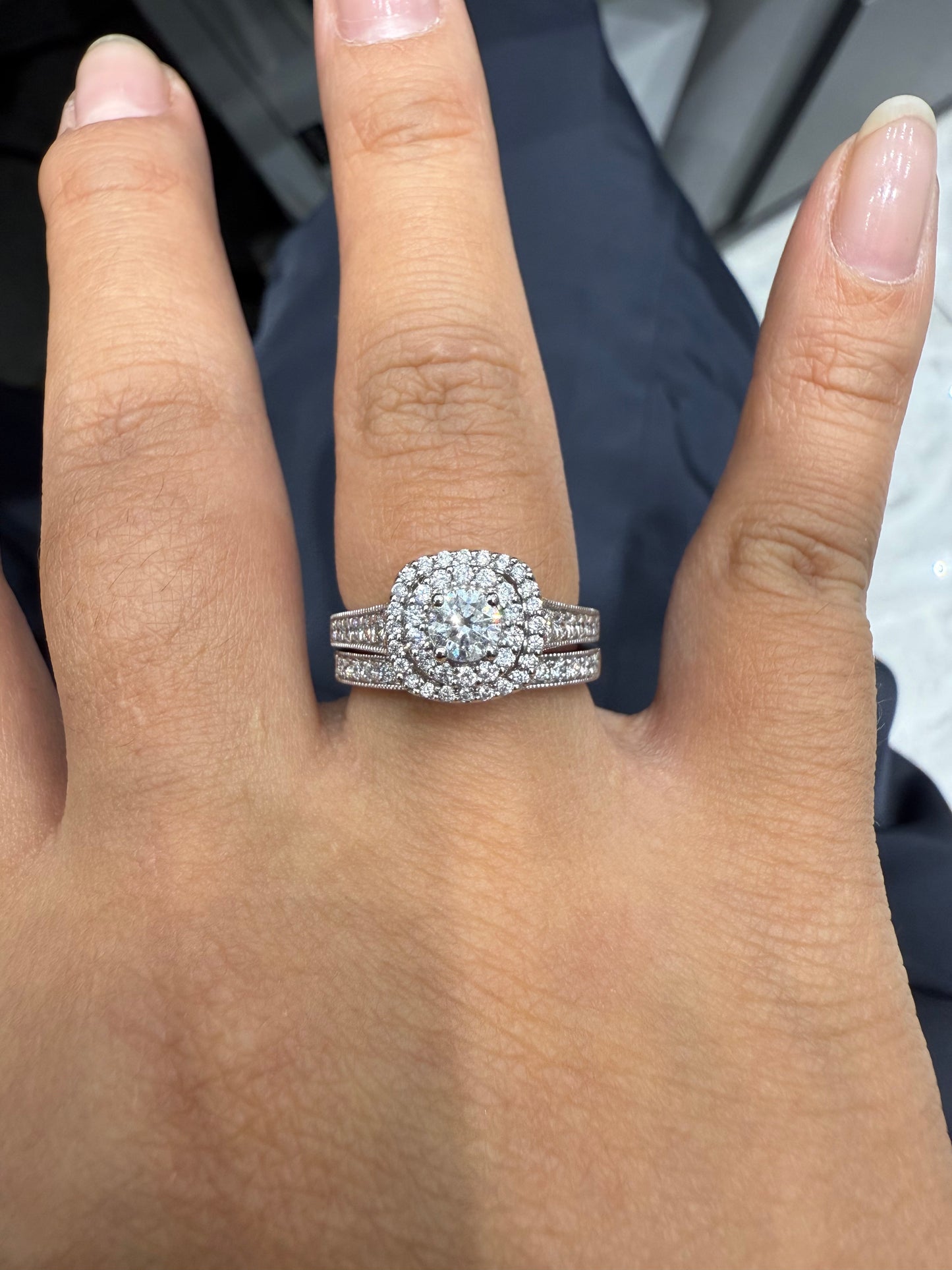 0.40ct Halo set - 14KW - 1.40ctw EF/SI1 #7 - Natural diamond - 34298