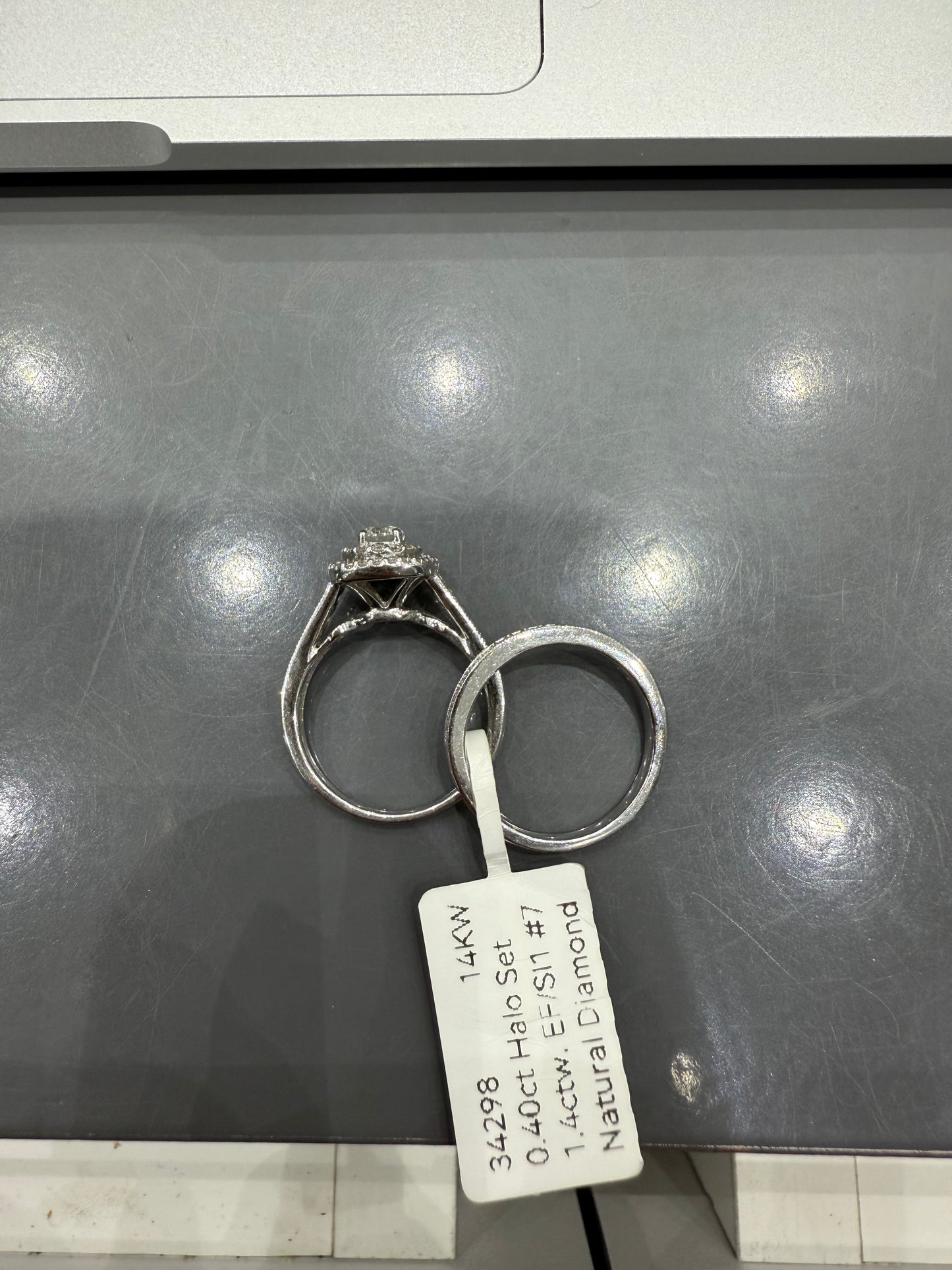 0.40ct Halo set - 14KW - 1.40ctw EF/SI1 #7 - Natural diamond - 34298