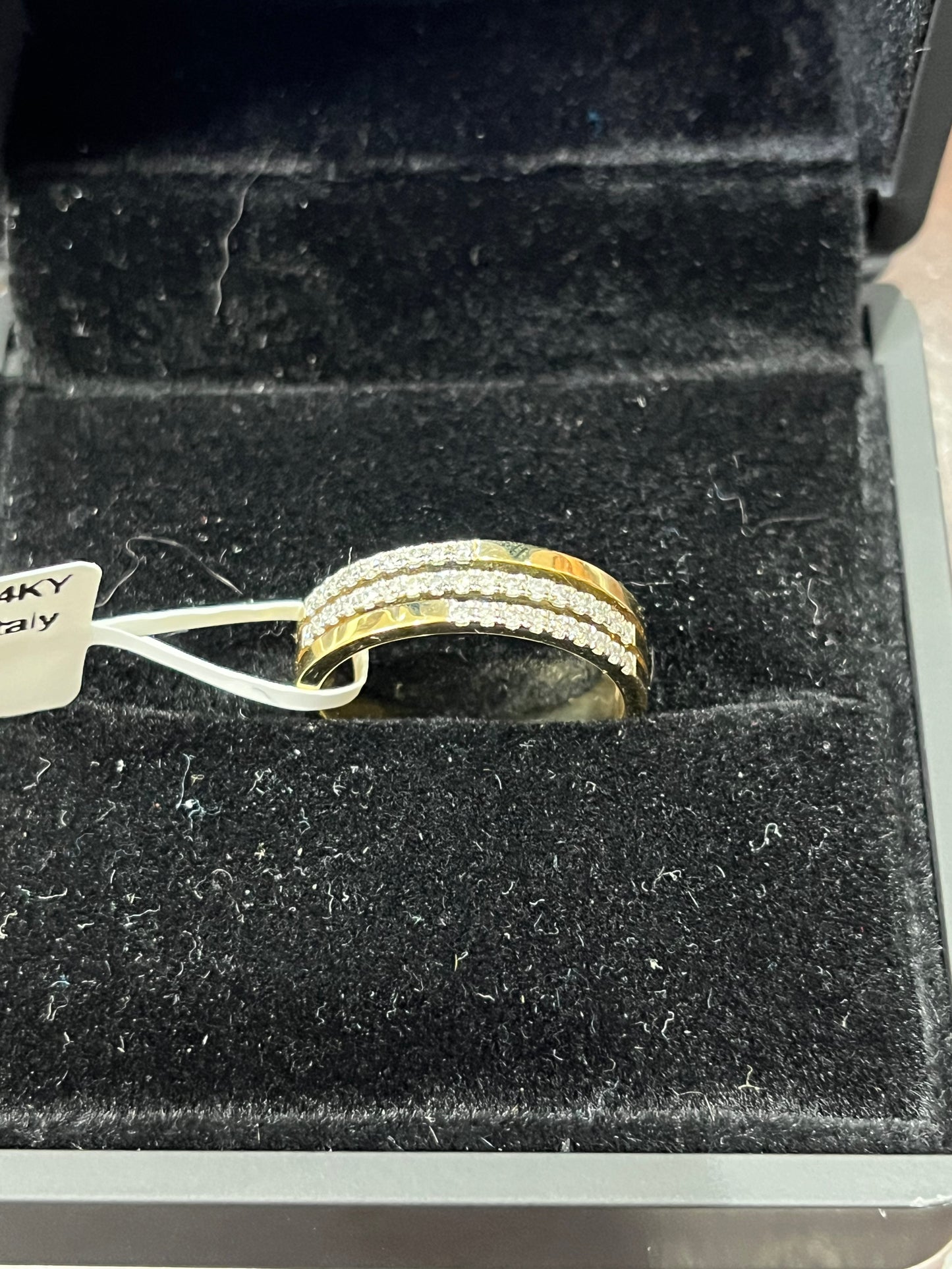 Three row band Italy - 14KY - 0.25ctw #7 - Natural diamond - 34245