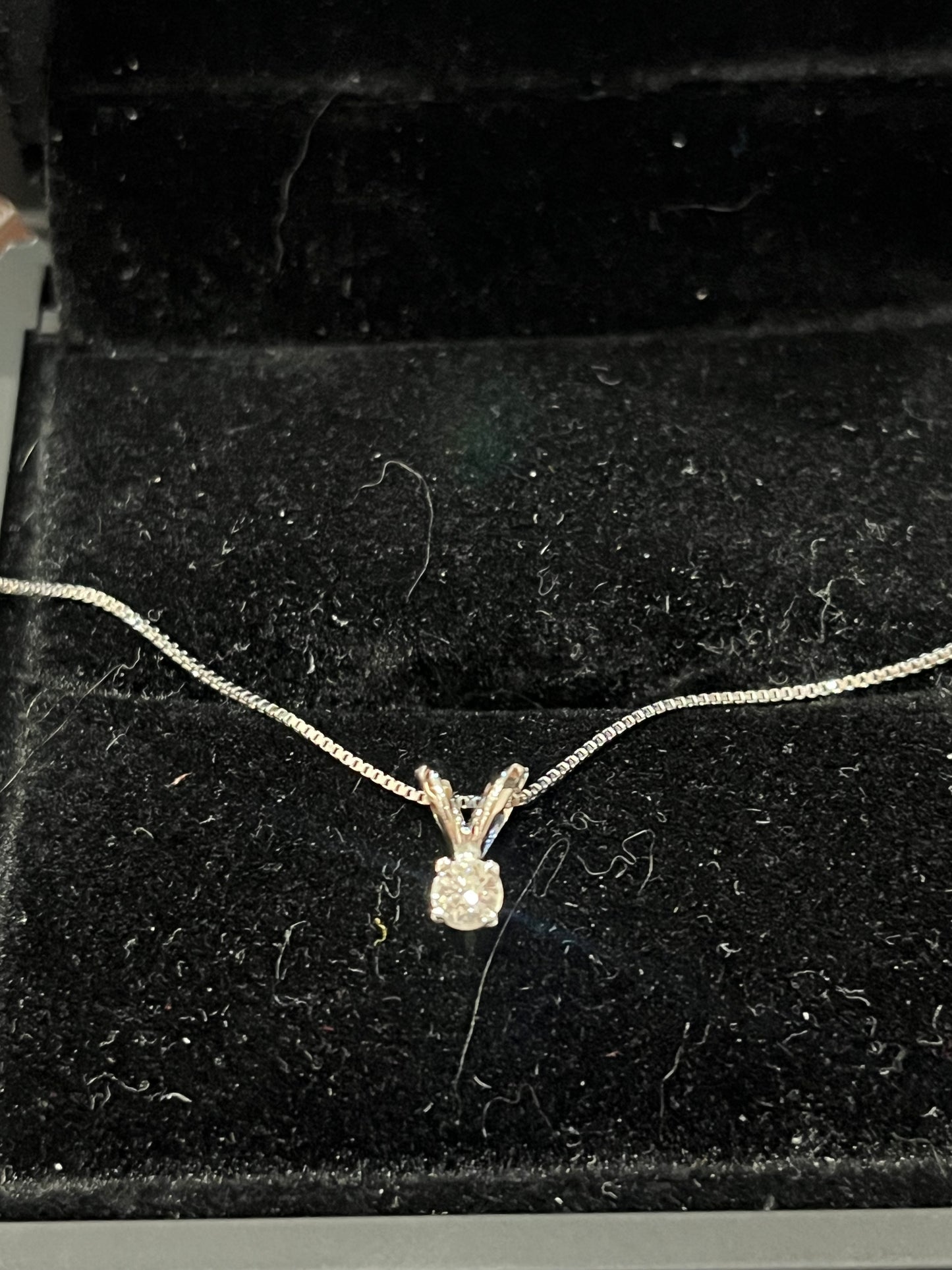 Solitaire necklace - 14KW - 0.10ct - Natural diamond - 34348