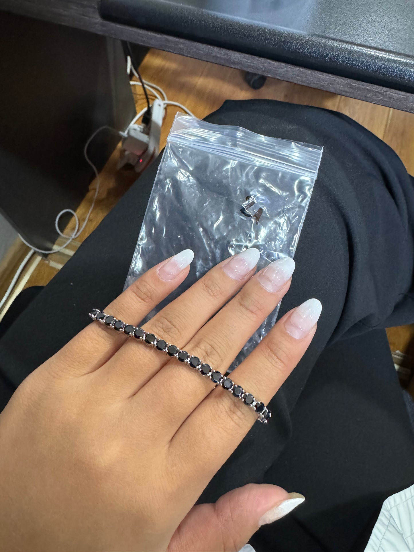 Tennis Bracelet - 12ctw. 4mm. 18.5cm.S925 - Black Spinel - 43421