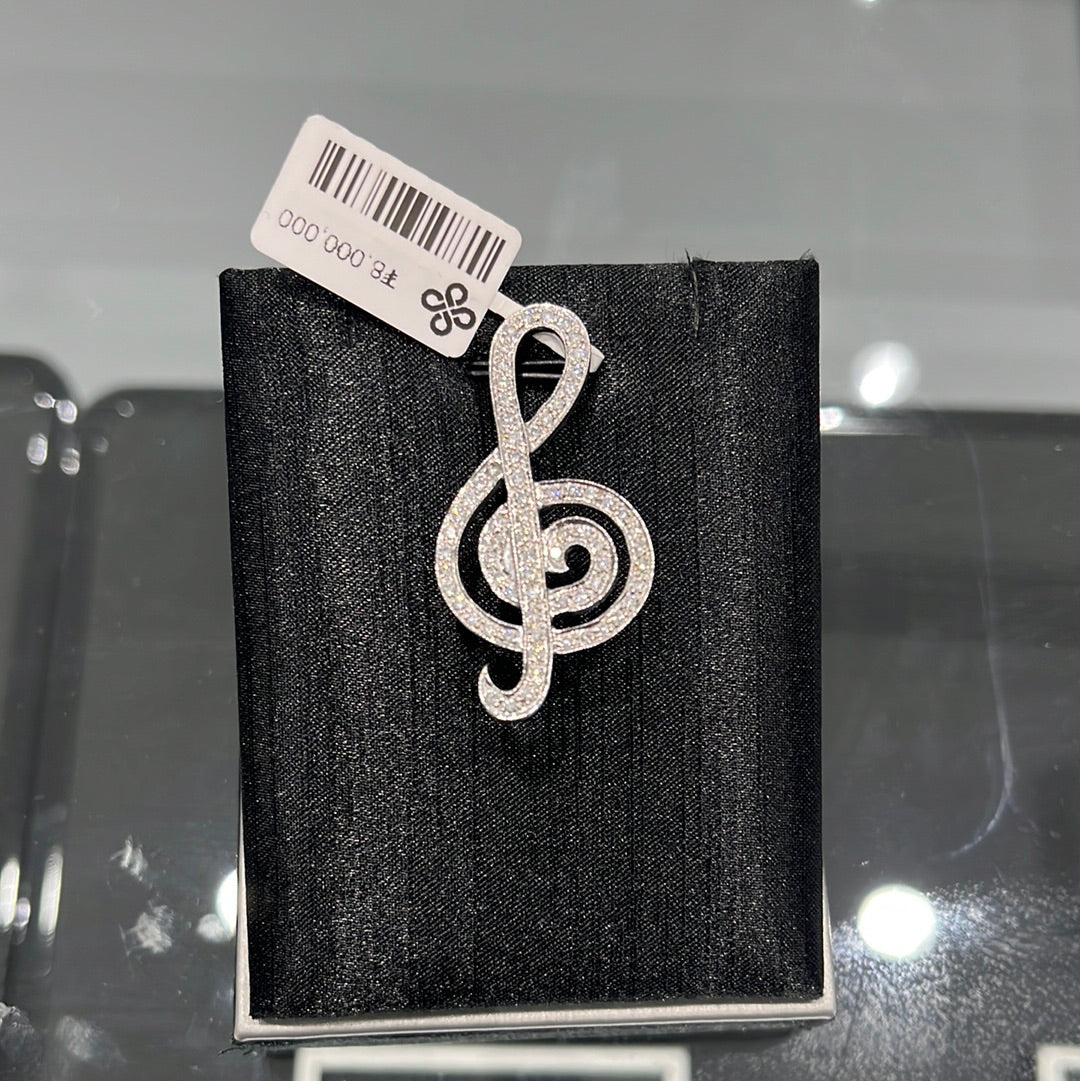 Treble Clef Pin 1ctw. 14KW 11162