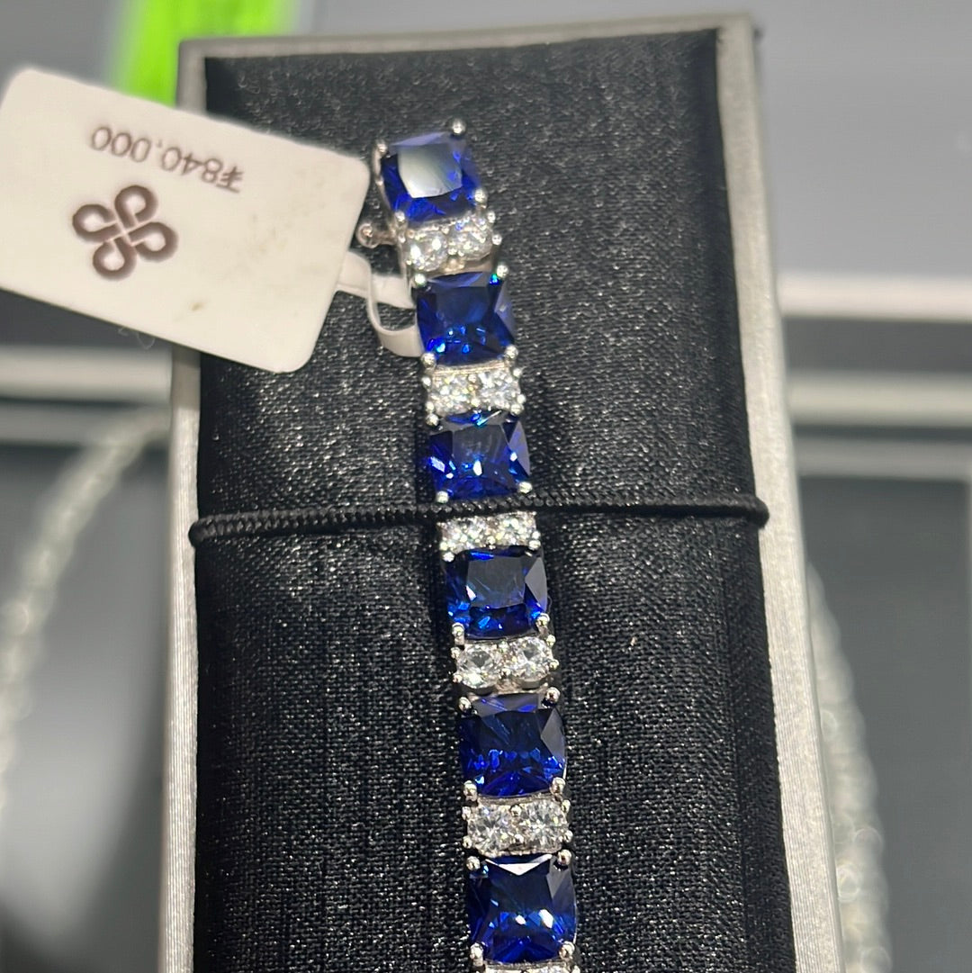 Blue/Wht Sapphire 18cm. 925S - 10652