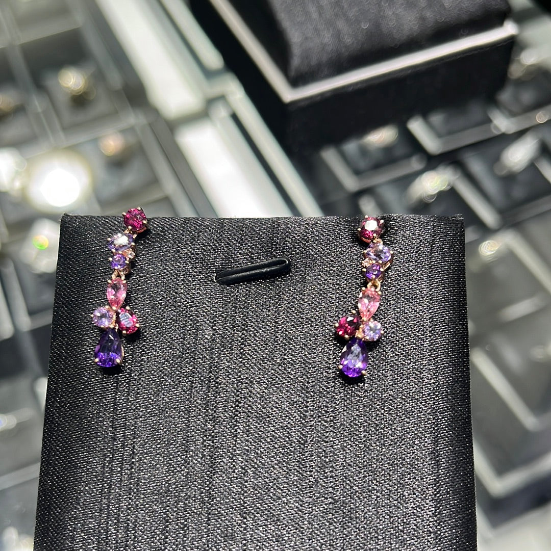Amyth.Rhod.Topaz - 10KR - earrings - Natural stones - 32144