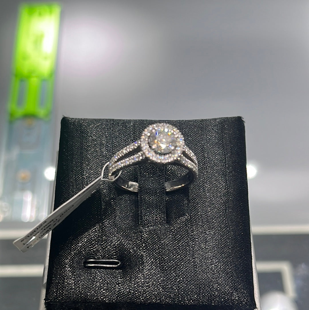 Halo ring - 14KW - 1.35ctw 0.85ct - Natural #7 - #32024