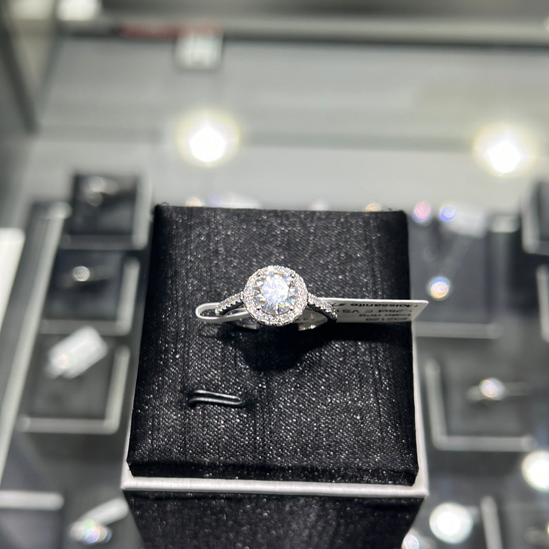 Halo ring - 14KW - 1.25ct E VS1 - Moissanite #7 x - 32128