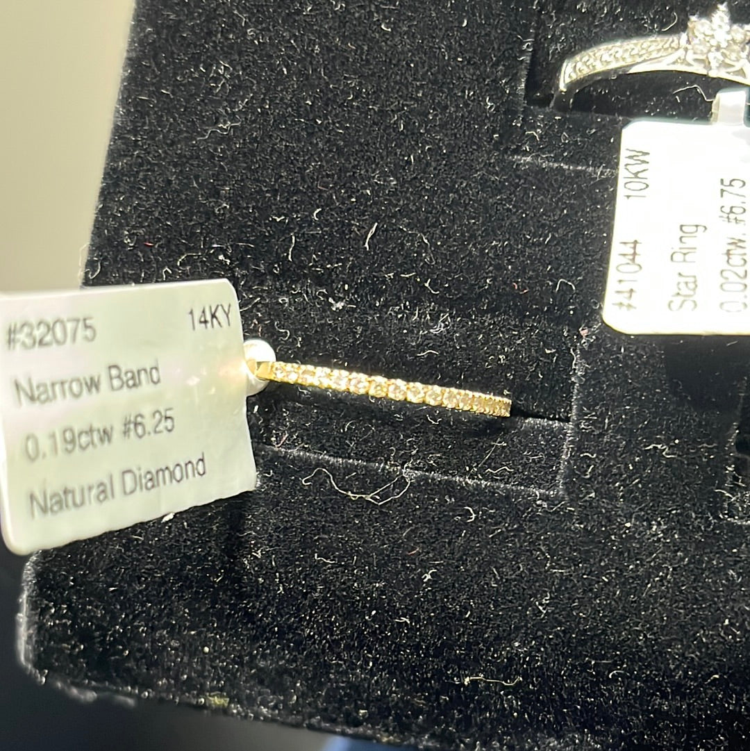 Narrow Band - 14KY - 0.19ctw #6.25 - Natural Diamond - 32075