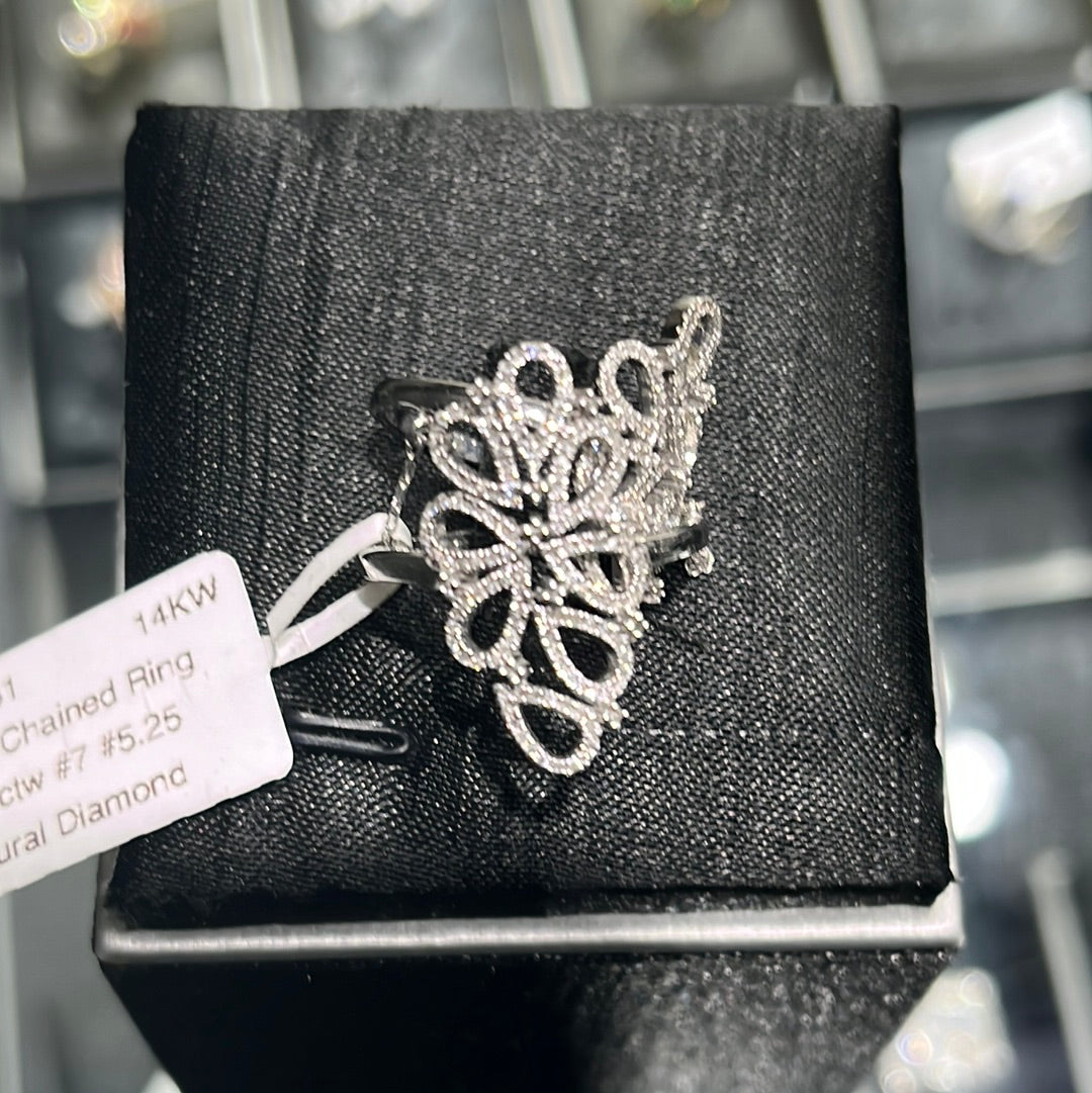 Dual Chained Ring 0.50ctw. #7 #5.25 14KW - 11051