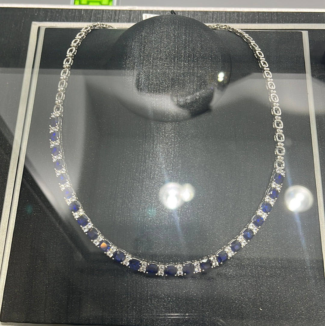 Blue/Wht Sapphire 51cm. 925S 10655