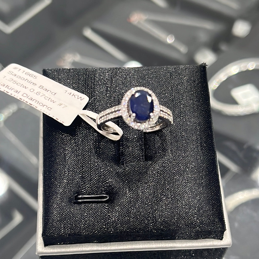 Natural Sapphire Band 1.25ctw. 0.67ctw. #7 14KW 11665