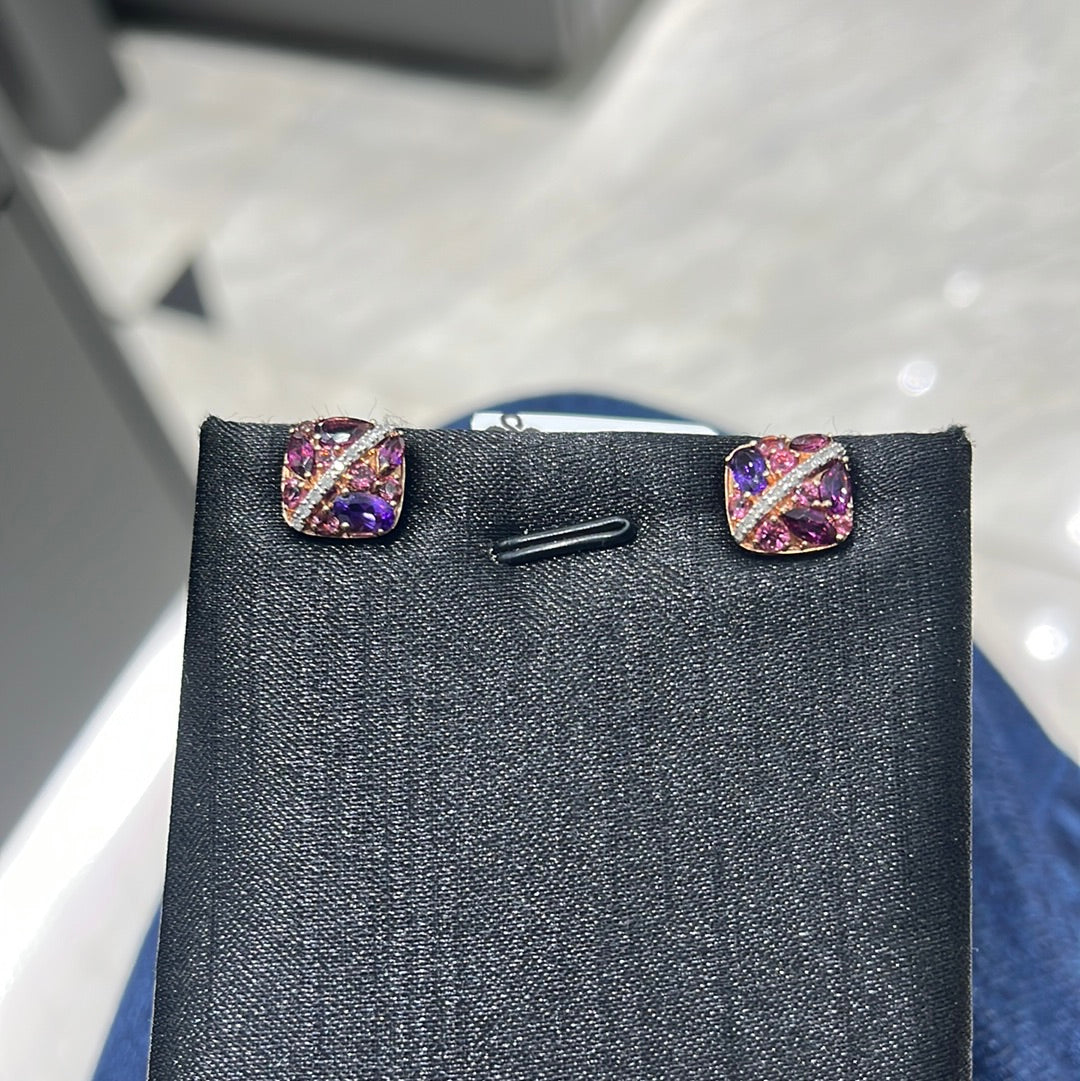 Rhodolite, Pink Tourmaline Amethyst, Diamond 10KR 11701