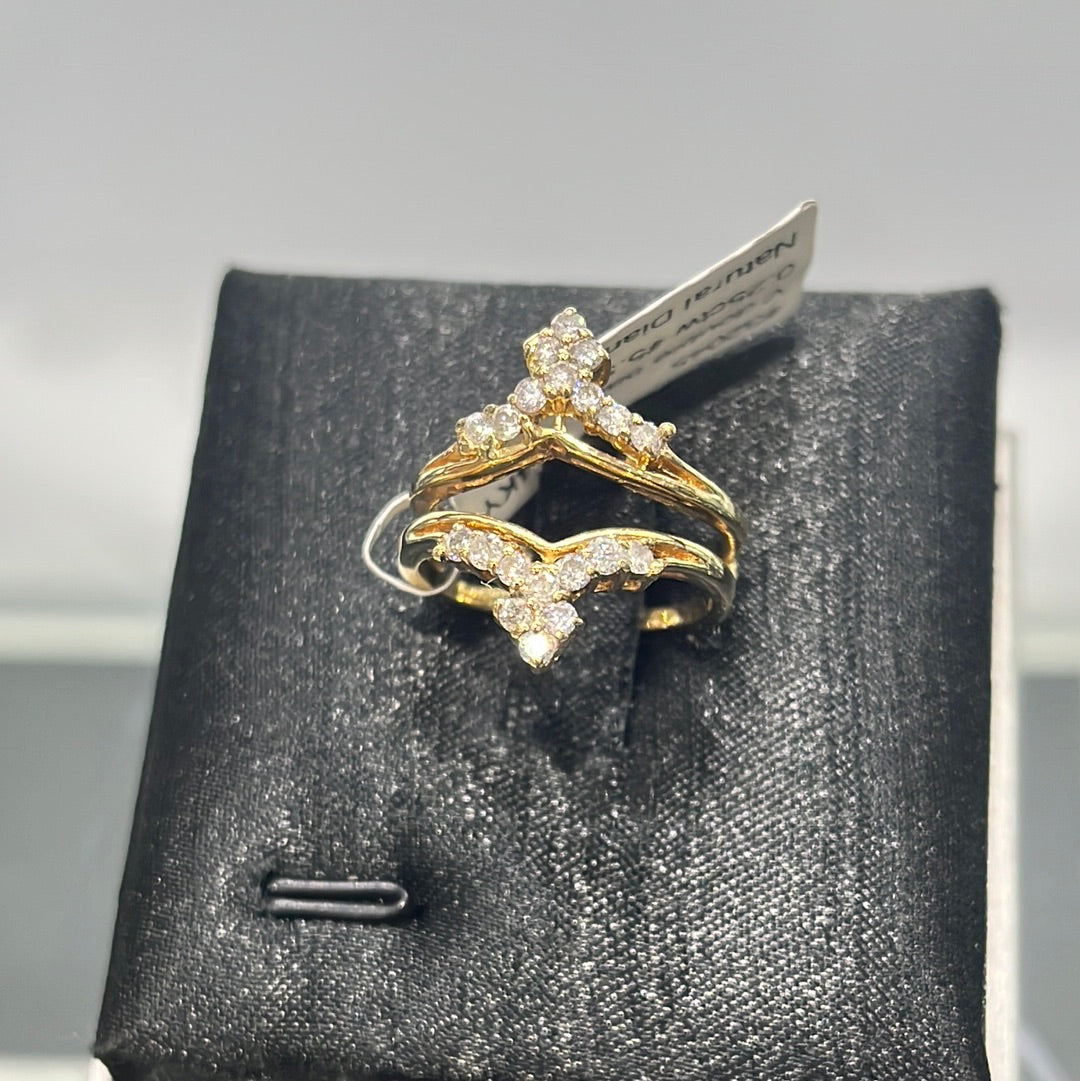 V double band - 14KY - 0.25ctw #5.5 - Natural Diamond - #32045