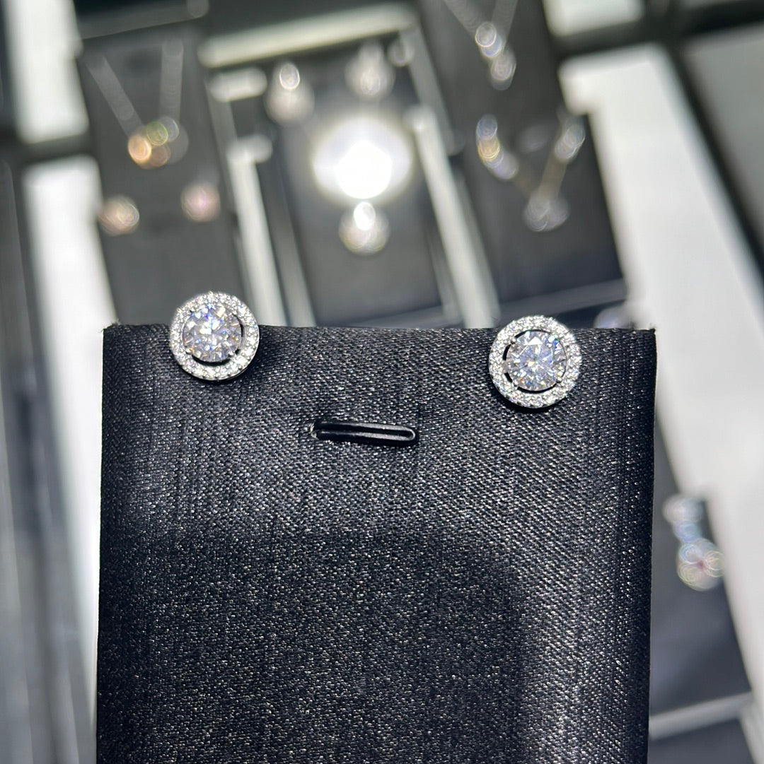 Halo Earrings 1ct - 14k white gold - 10003W1