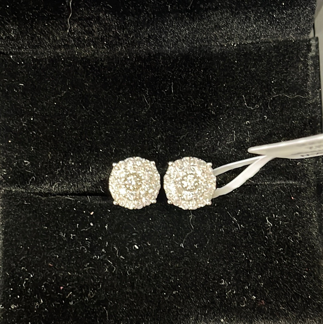 Halo cluster earrings - 14KW - 0.50ctw H/I1/SI2 - Natural diamond - 34272