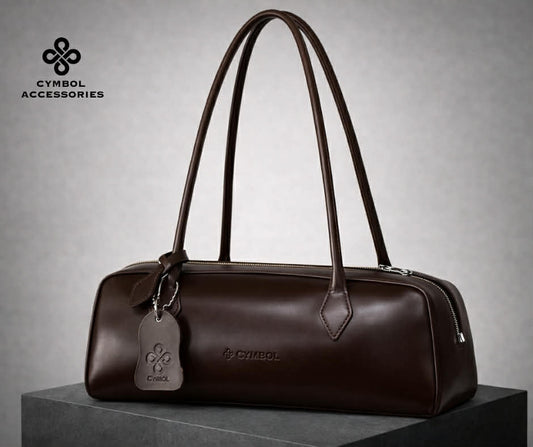 Full Grain Leather Bag Brown Glossy - 26159