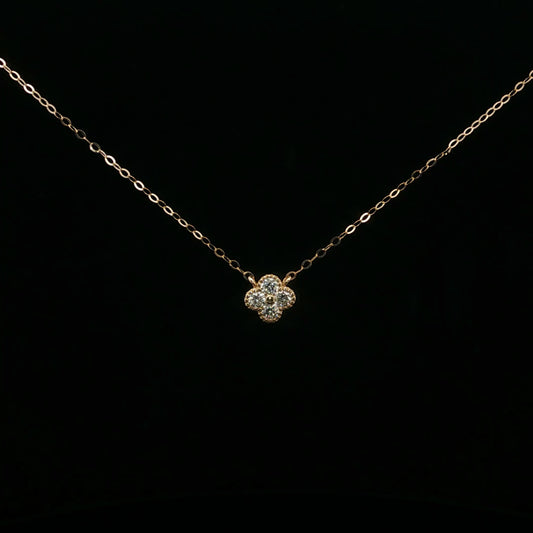 0.20ctw G/VS2 Four Petal Pendant - 14KY - Natural Diamond - 64191