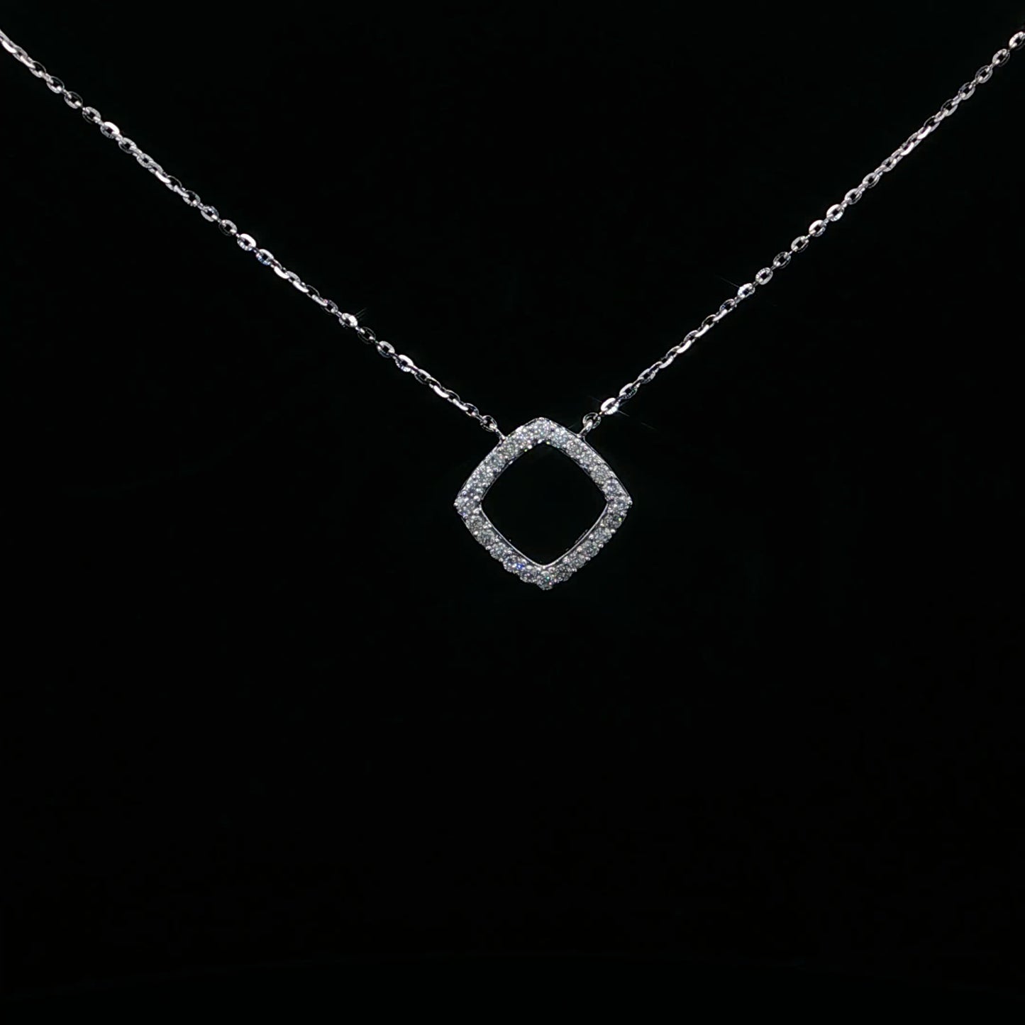 0.17ctw H/I1 Square Pendant - 14KW - Natural Diamond - 64197-4