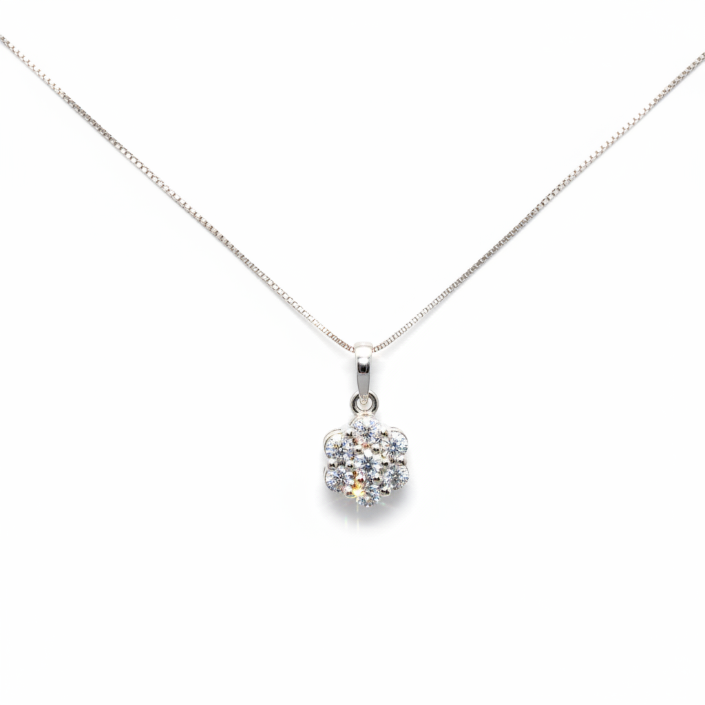 0.16ctw F/SI1 Flower Pendant - 14KW - Natural Diamond - 64200-3