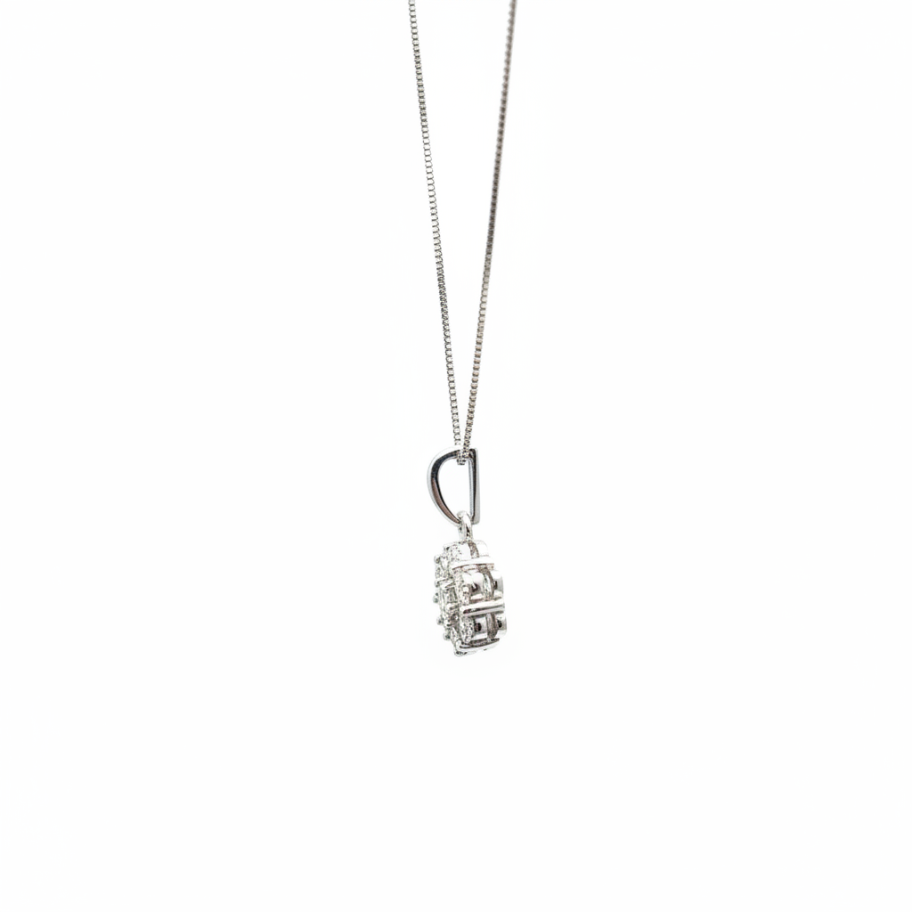 0.16ctw F/SI1 Flower Pendant - 14KW - Natural Diamond - 64200-3