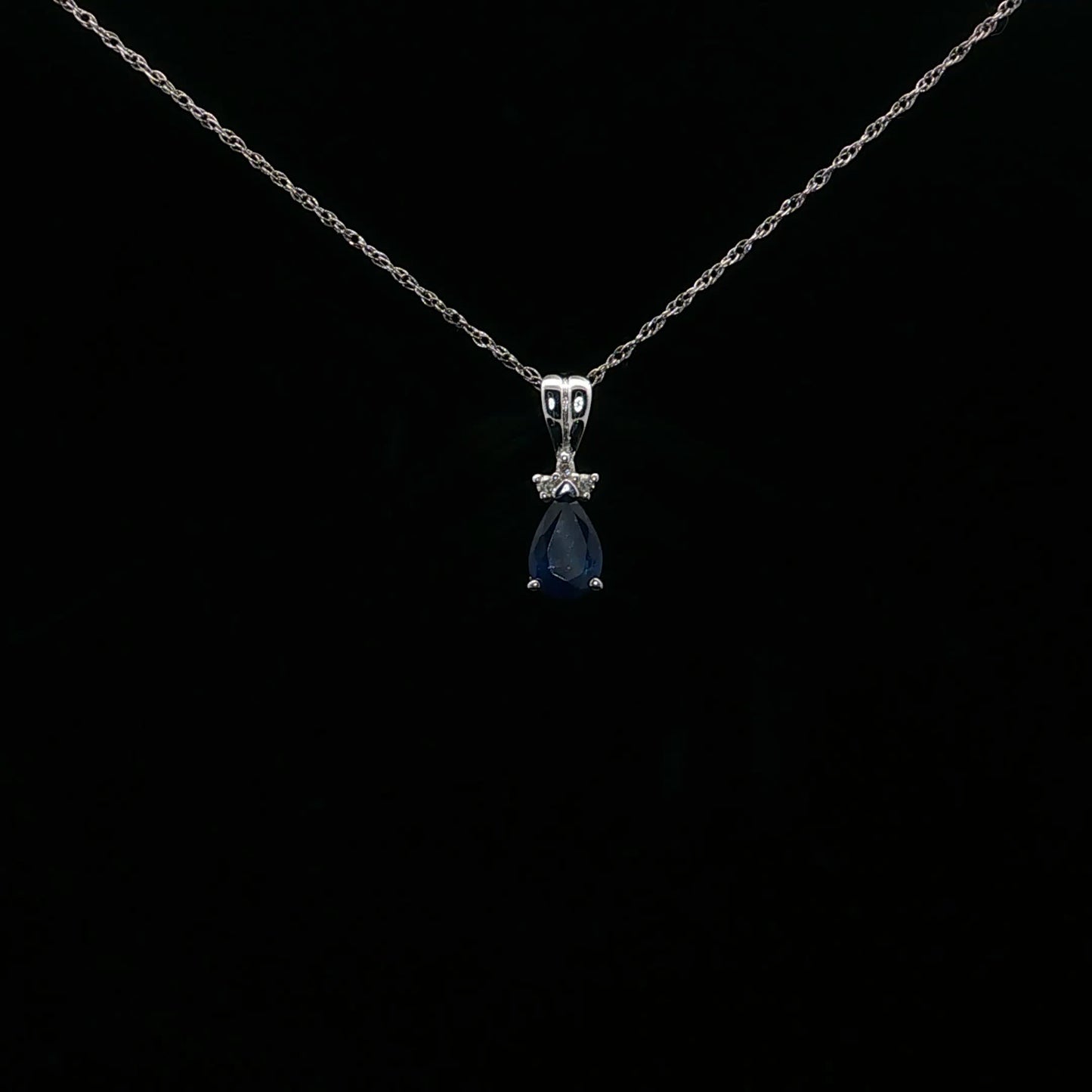0.02ctw Dia 0.25ct Sap Sapphire Pear - 10KW - Natural Diamond - 64210