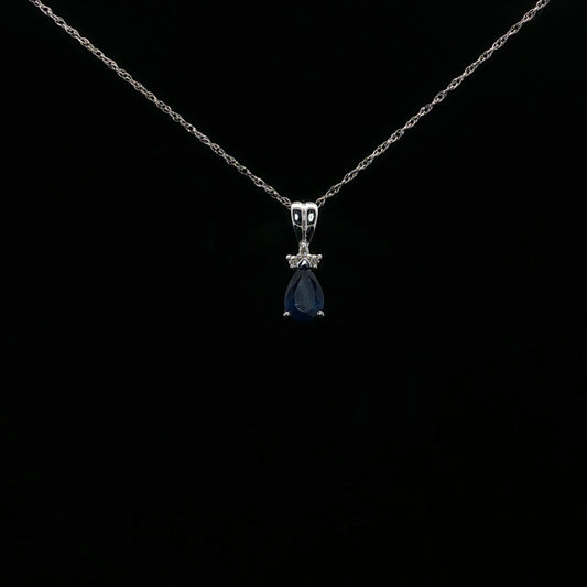0.02ctw Dia 0.25ct Sap Sapphire Pear - 10KW - Natural Diamond - 64210
