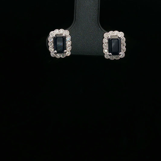 0.20ctw Dia 1.2ctw Sap Emerald Halo - 10KW - Natural Diamond - 64212