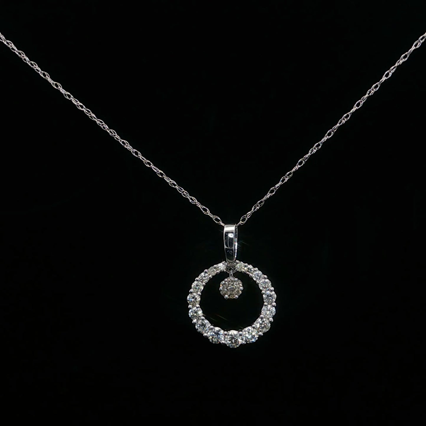 0.38ctw F/SI1 Dangle Pendant - 14KW - Natural Diamond - 64213-3
